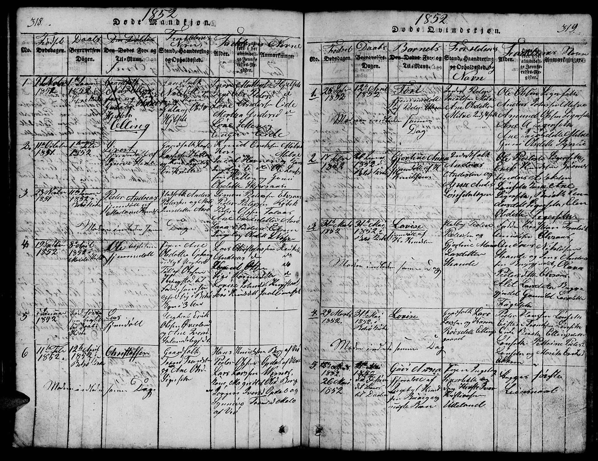 Ministerialprotokoller, klokkerbøker og fødselsregistre - Møre og Romsdal, SAT/A-1454/555/L0665: Parish register (copy) no. 555C01, 1818-1868, p. 318-319