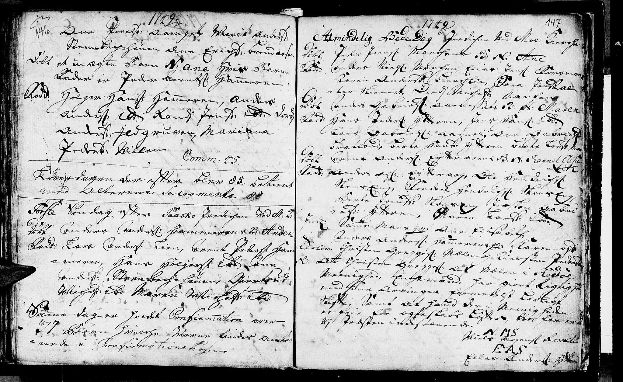 Ministerialprotokoller, klokkerbøker og fødselsregistre - Nordland, AV/SAT-A-1459/827/L0389: Parish register (official) no. 827A01, 1740-1751, p. 146-147