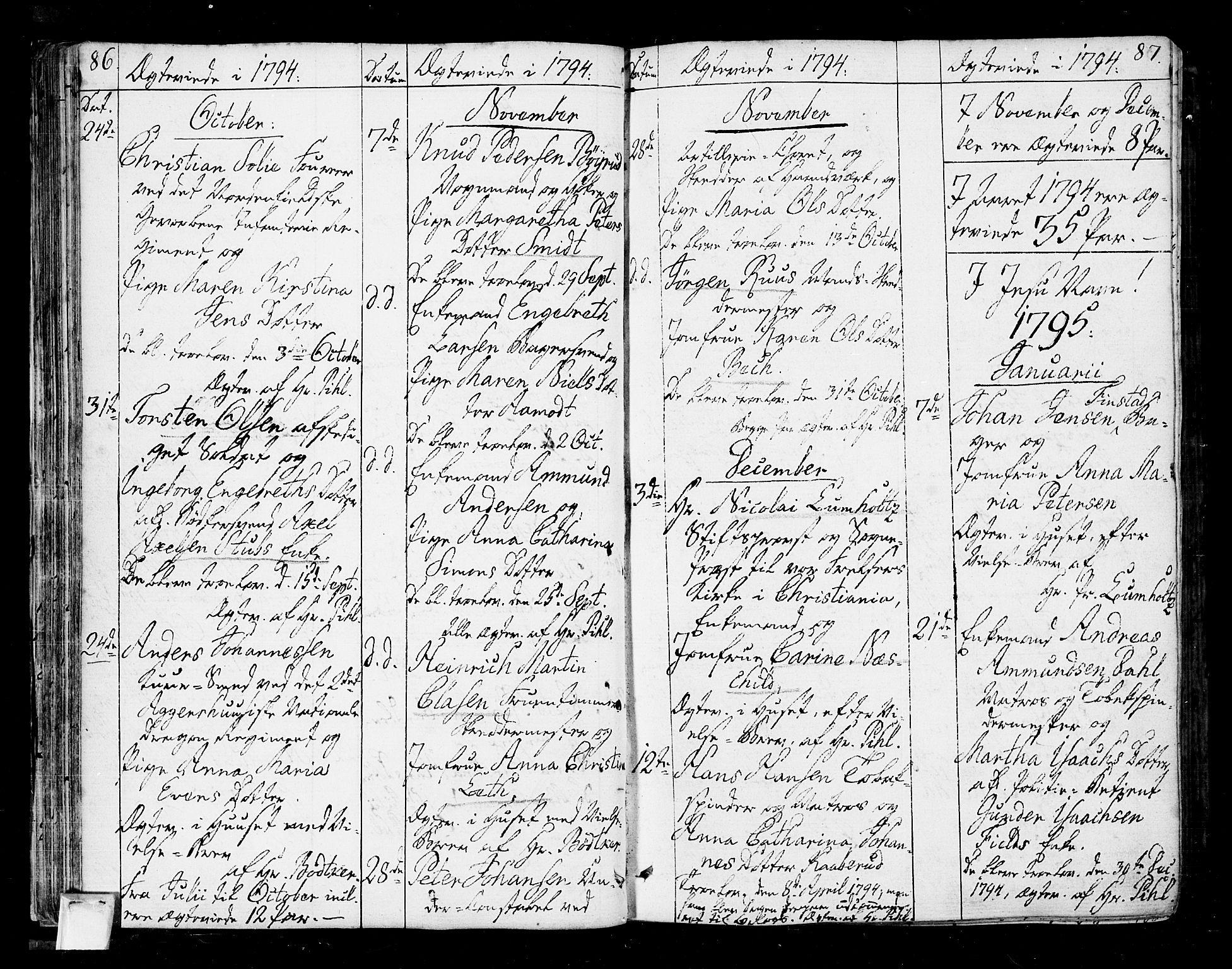 Oslo domkirke Kirkebøker, SAO/A-10752/F/Fa/L0005: Parish register (official) no. 5, 1787-1806, p. 86-87