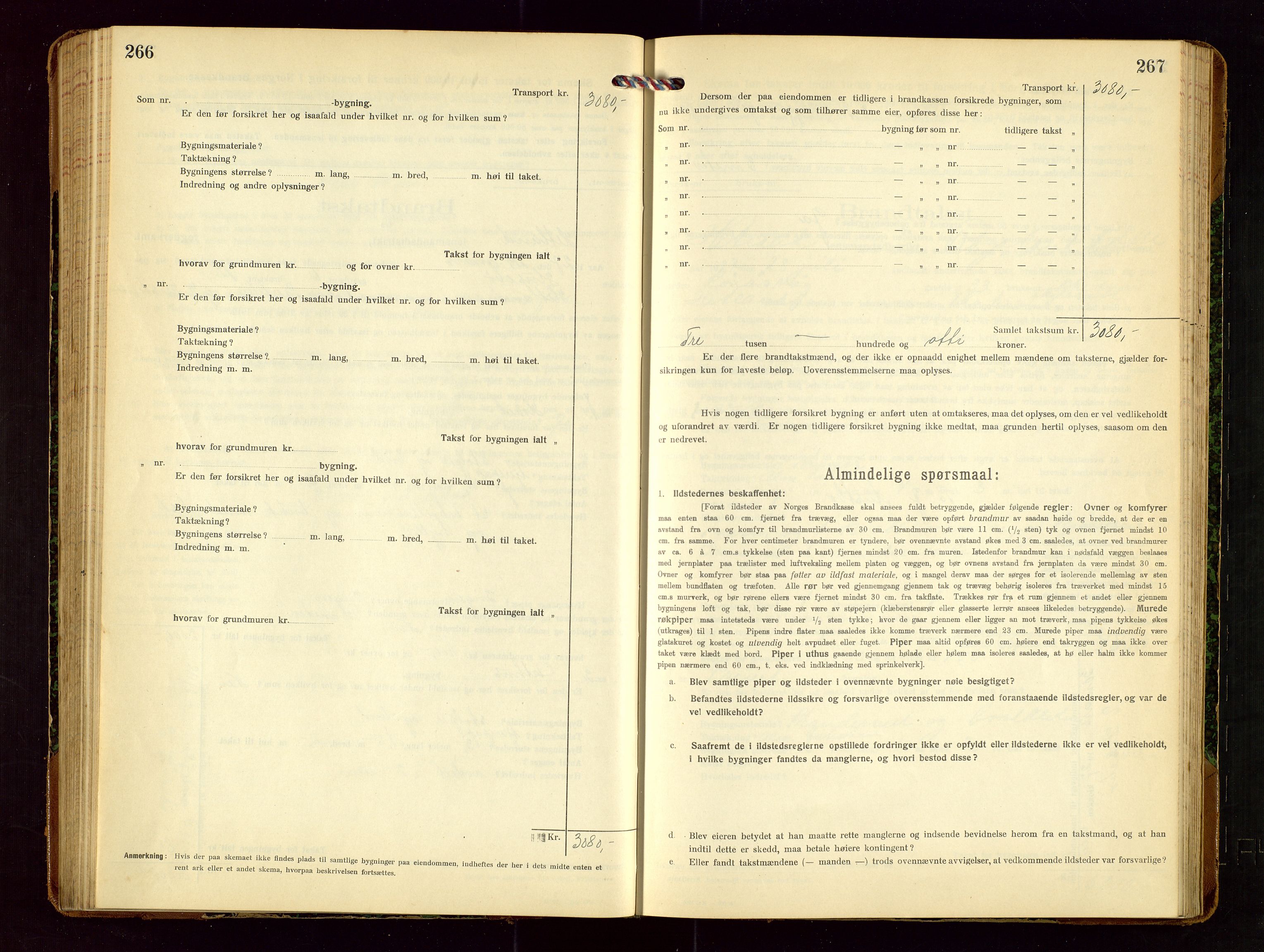 Hetland lensmannskontor, AV/SAST-A-100101/Gob/L0002: "Brandtakstprotokol", 1918-1932, p. 266-267