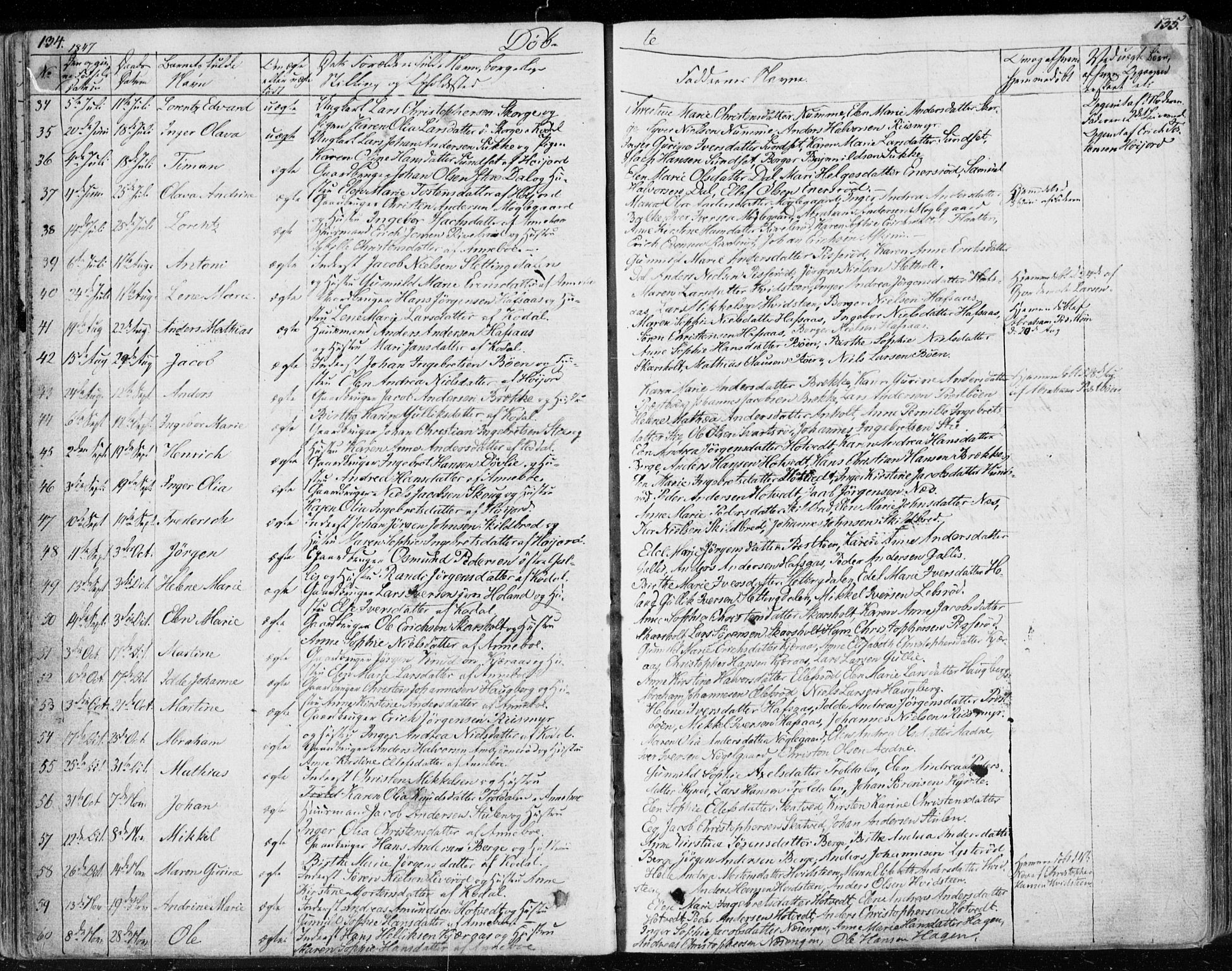 Andebu kirkebøker, AV/SAKO-A-336/F/Fa/L0004: Parish register (official) no. 4, 1829-1856, p. 134-135