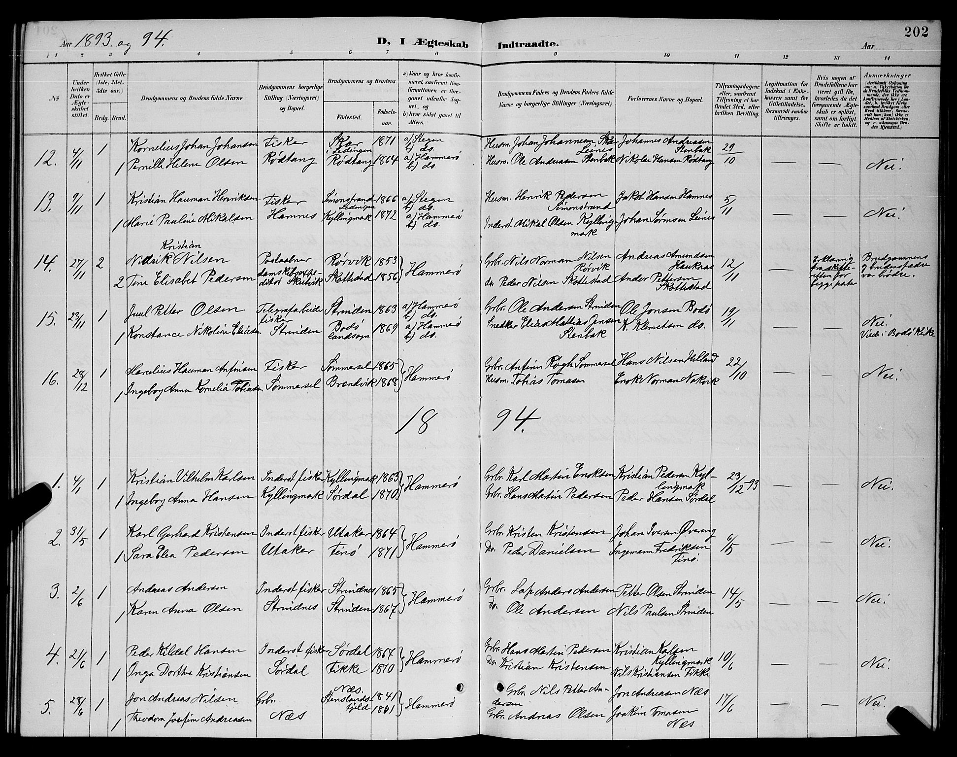 Ministerialprotokoller, klokkerbøker og fødselsregistre - Nordland, SAT/A-1459/859/L0859: Parish register (copy) no. 859C05, 1887-1898, p. 202