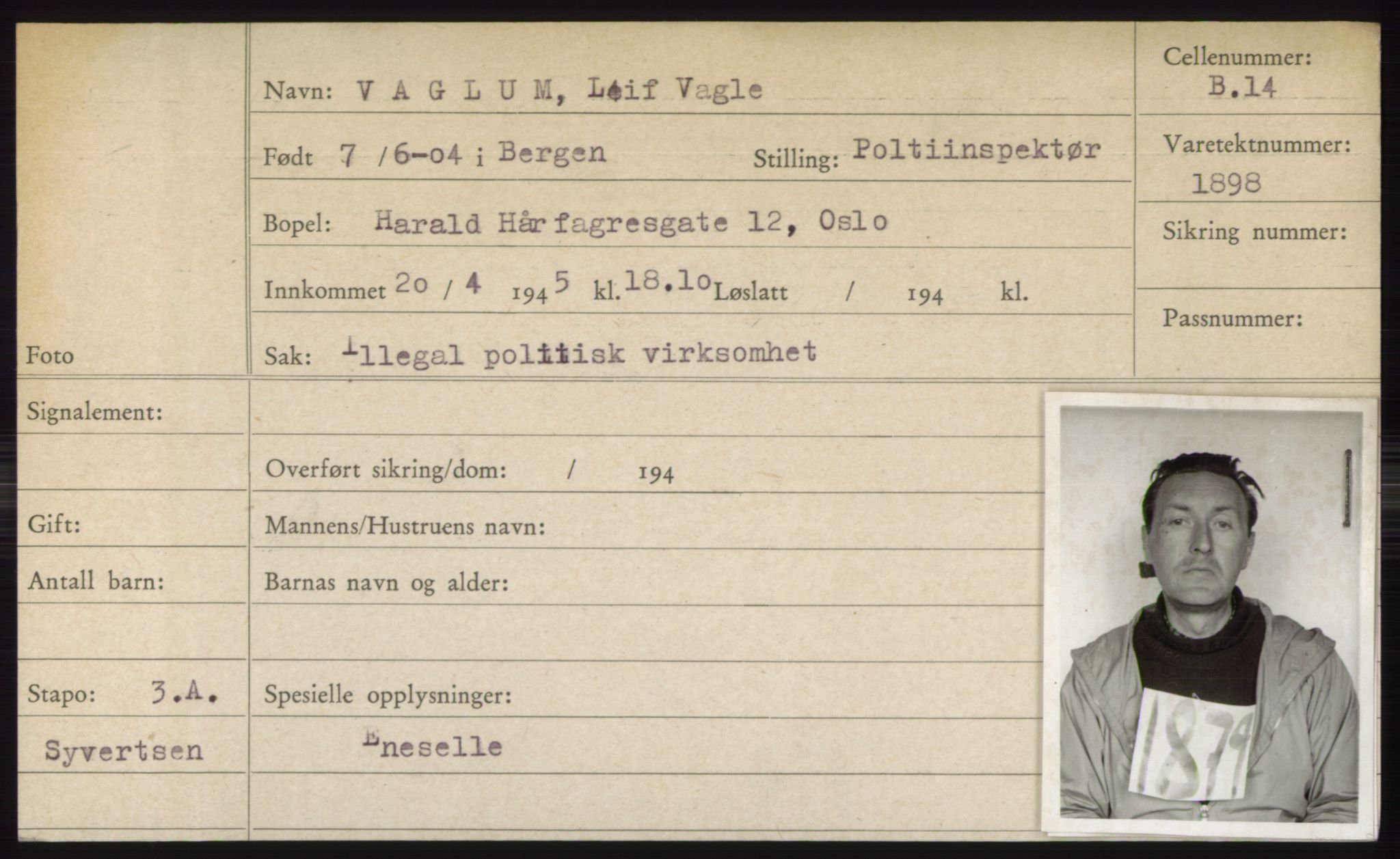 Statspolitiet - Hovedkontoret / Osloavdelingen, AV/RA-S-1329/C/Ck/Cke/L0005: Fangeregister; etternavn S - Å, 1941-1945, p. 560