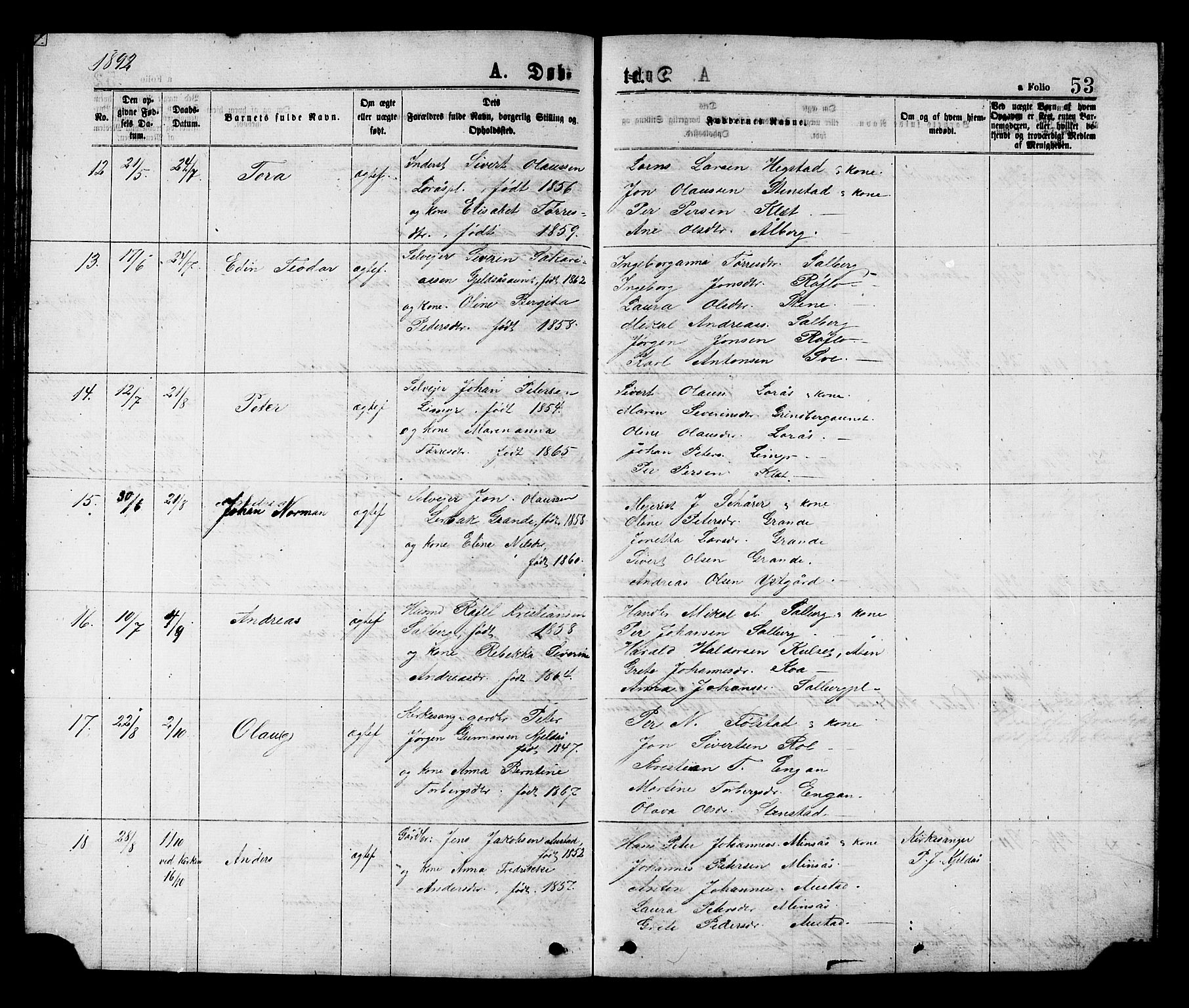 Ministerialprotokoller, klokkerbøker og fødselsregistre - Nord-Trøndelag, SAT/A-1458/731/L0311: Parish register (copy) no. 731C02, 1875-1911, p. 53
