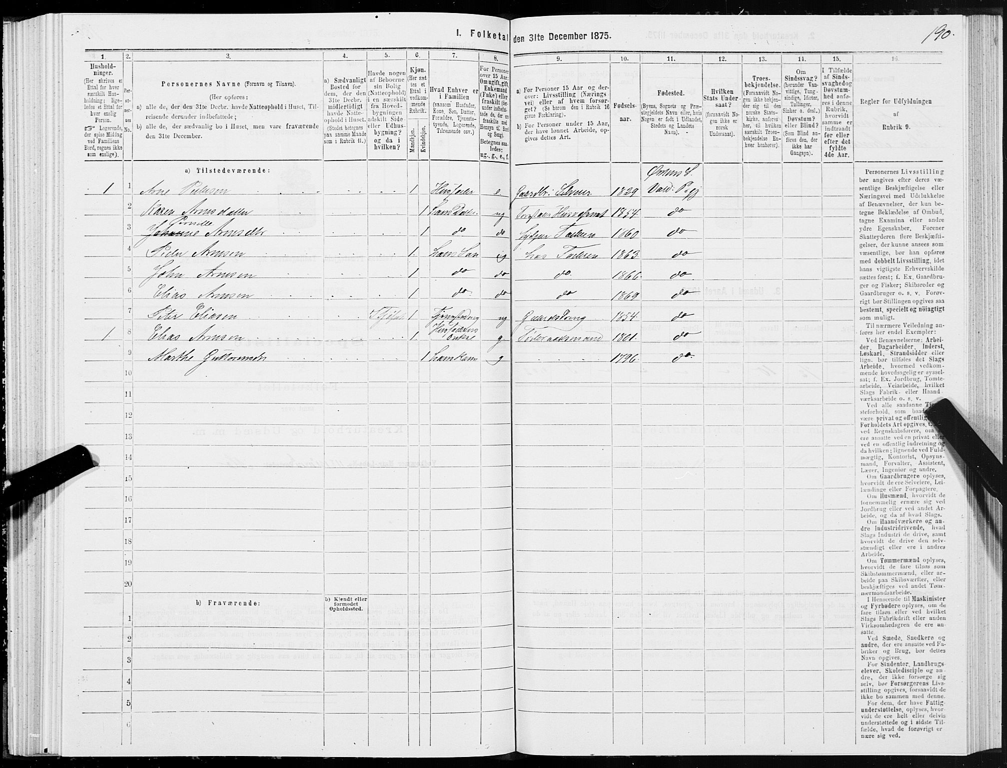 SAT, 1875 census for 1519P Volda, 1875, p. 2190