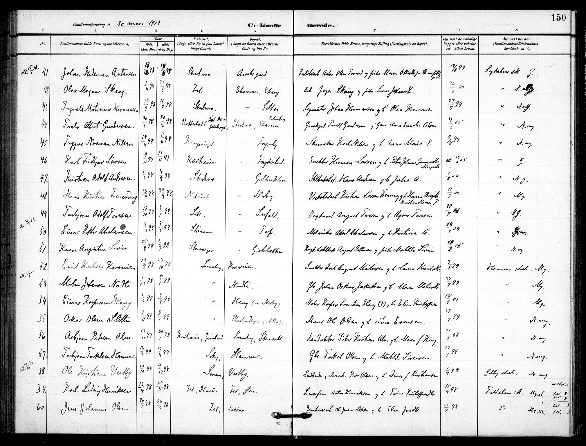 Skedsmo prestekontor Kirkebøker, AV/SAO-A-10033a/F/Fc/L0001: Parish register (official) no. III 1, 1908-1916, p. 150