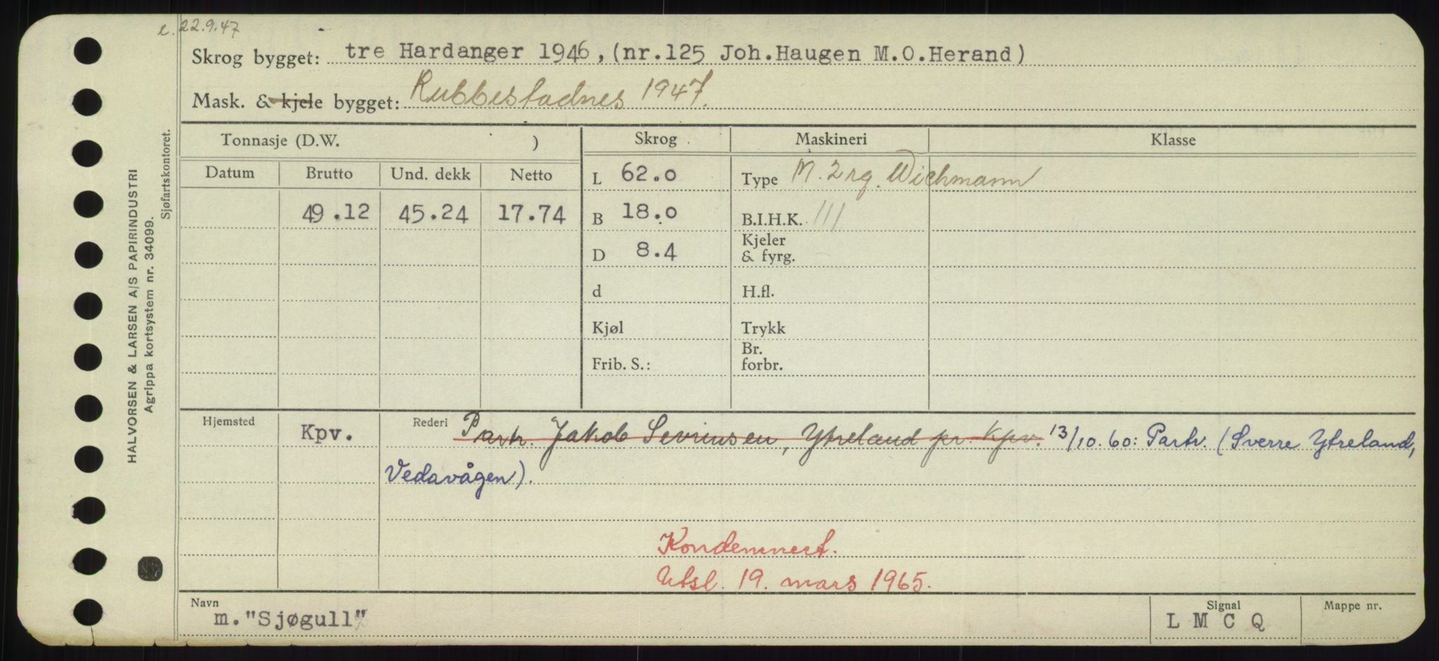 Sjøfartsdirektoratet med forløpere, Skipsmålingen, RA/S-1627/H/Hd/L0033: Fartøy, Sevi-Sjø, p. 383