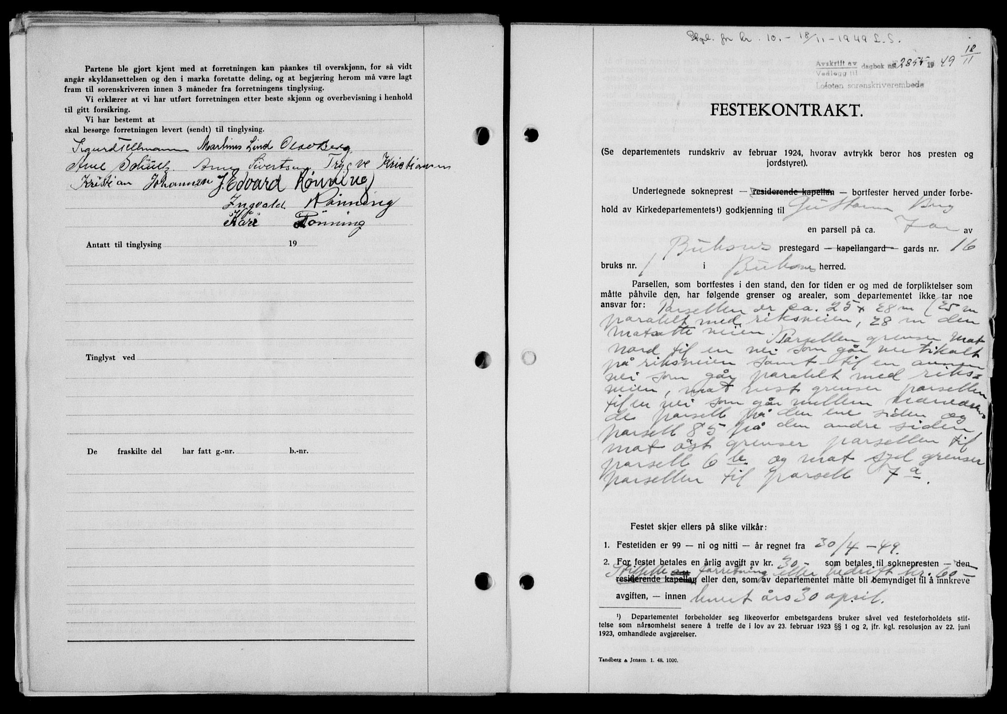 Lofoten sorenskriveri, SAT/A-0017/1/2/2C/L0022a: Mortgage book no. 22a, 1949-1950, Diary no: : 2855/1949