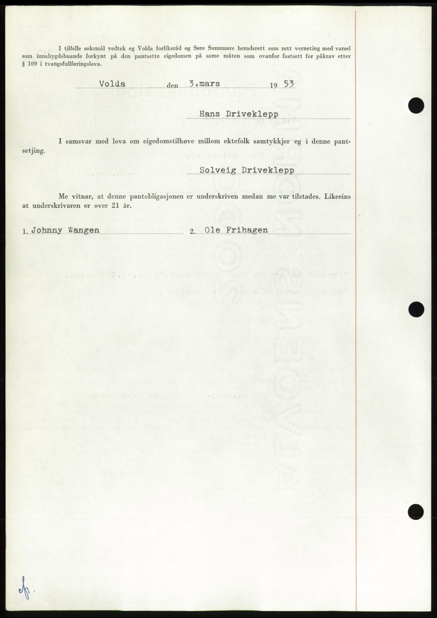 Søre Sunnmøre sorenskriveri, SAT/A-4122/1/2/2C/L0123: Mortgage book no. 11B, 1953-1953, Diary no: : 757/1953