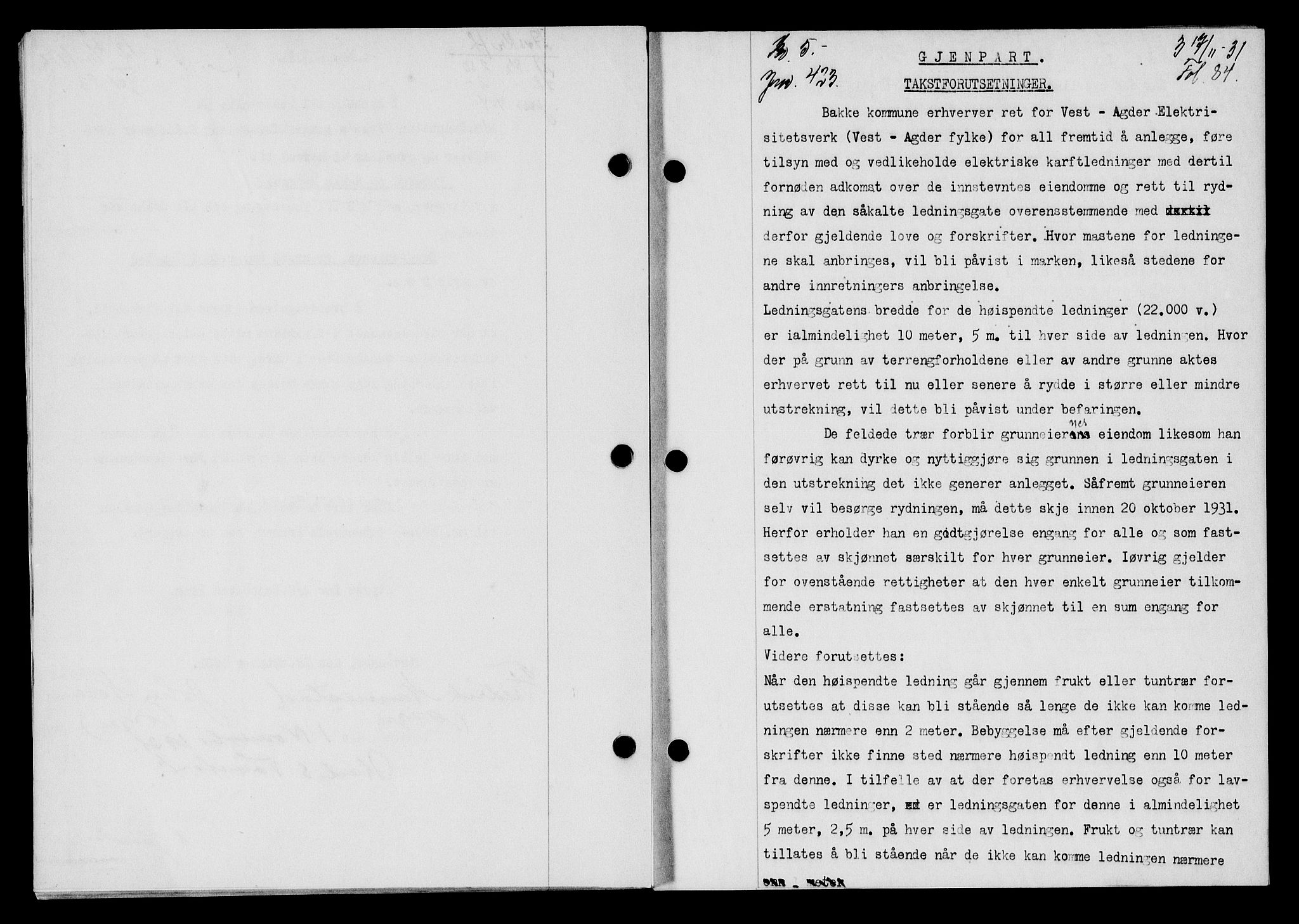 Flekkefjord sorenskriveri, SAK/1221-0001/G/Gb/Gba/L0047: Mortgage book no. 45, 1931-1932, Deed date: 17.11.1931