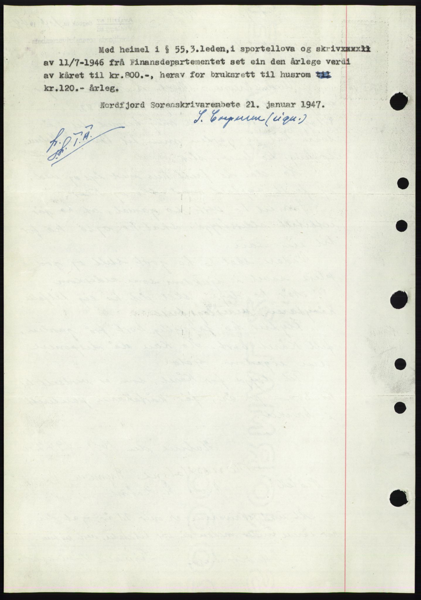 Nordfjord sorenskriveri, SAB/A-2801/02/02b/02bk/L0005: Mortgage book no. B7-8, 1946-1947, Diary no: : 104/1947