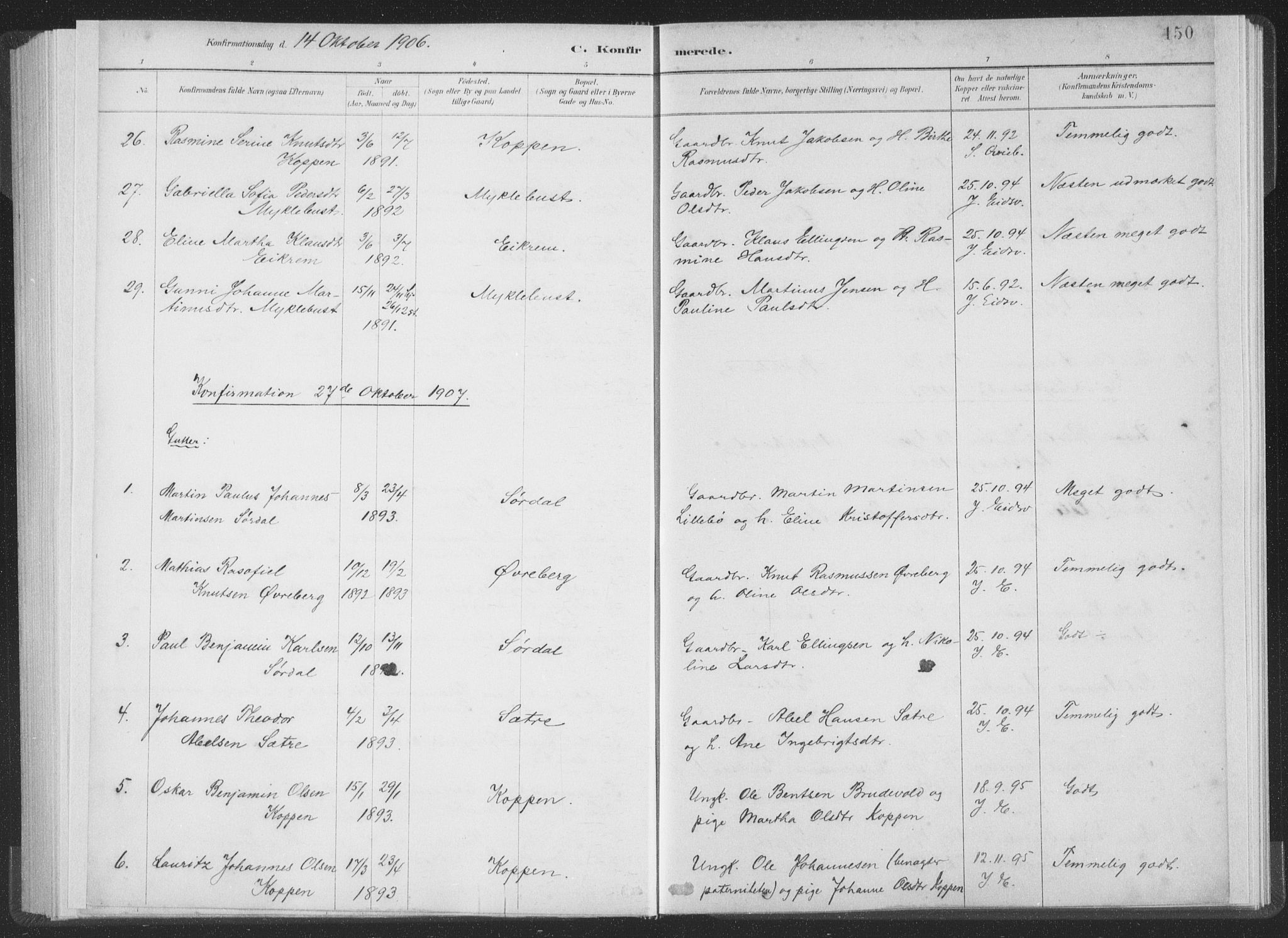 Ministerialprotokoller, klokkerbøker og fødselsregistre - Møre og Romsdal, AV/SAT-A-1454/502/L0025: Parish register (official) no. 502A03, 1885-1909, p. 150