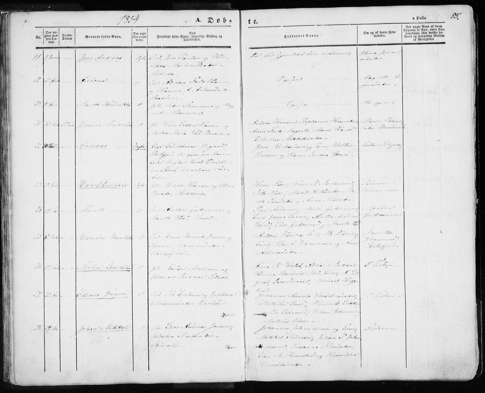 Karlsøy sokneprestembete, SATØ/S-1299/H/Ha/Haa/L0003kirke: Parish register (official) no. 3, 1843-1860, p. 55