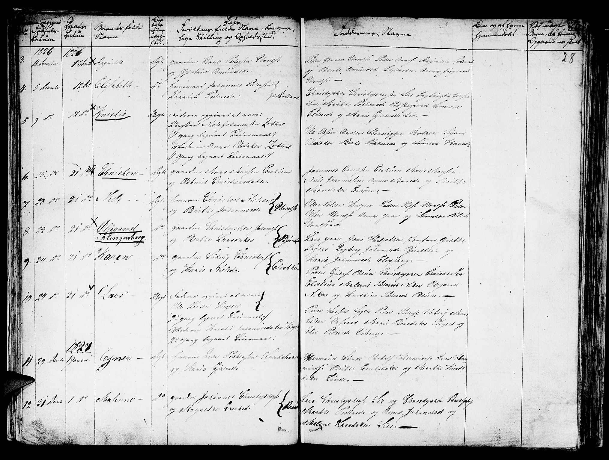 Hafslo sokneprestembete, SAB/A-80301/H/Haa/Haaa/L0004: Parish register (official) no. A 4, 1821-1834, p. 28