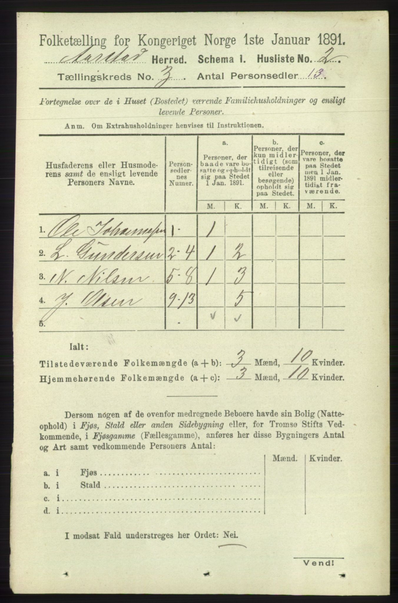 SAB, 1891 Census for 1280 Årstad, 1891, p. 1503