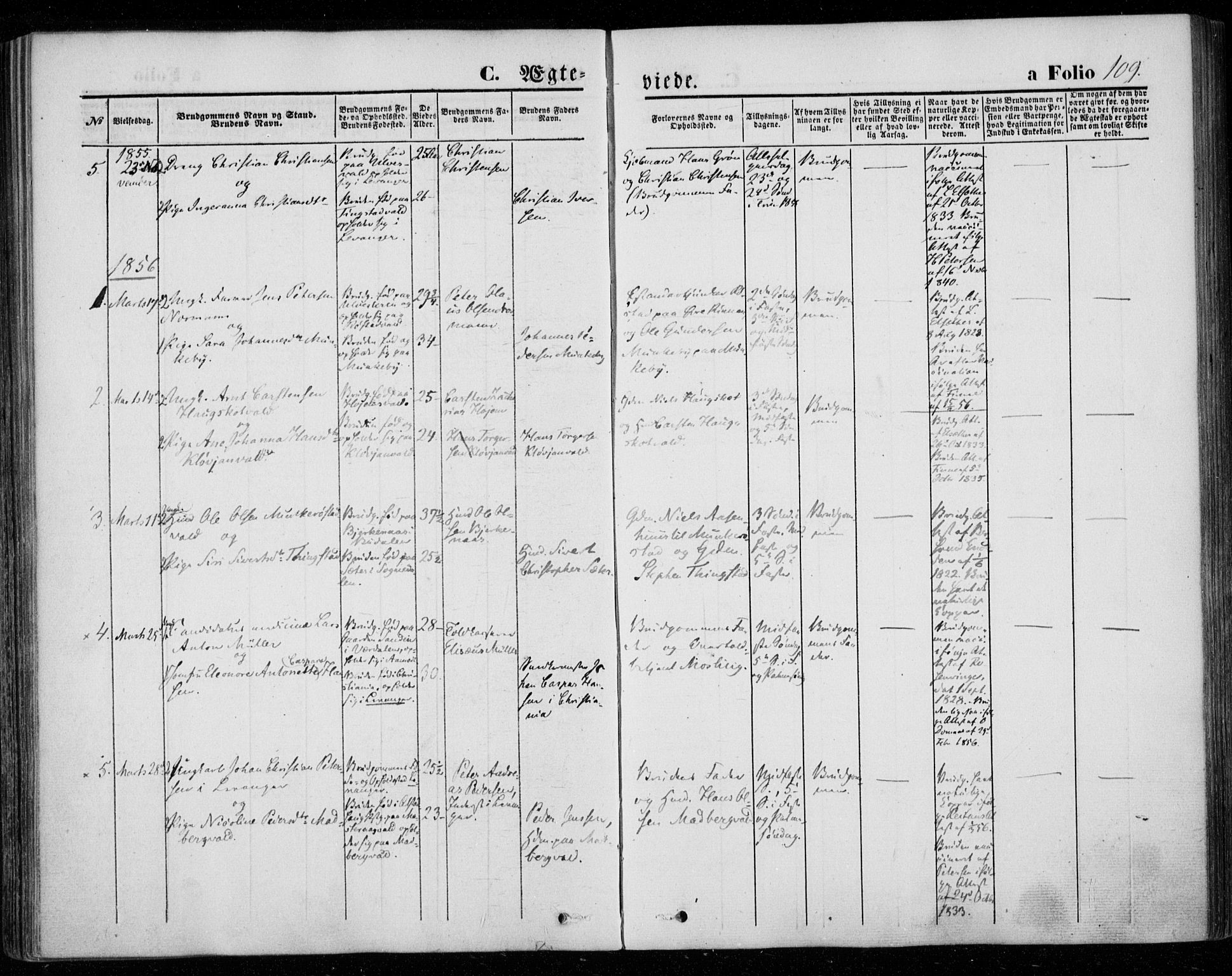 Ministerialprotokoller, klokkerbøker og fødselsregistre - Nord-Trøndelag, SAT/A-1458/720/L0184: Parish register (official) no. 720A02 /1, 1855-1863, p. 109