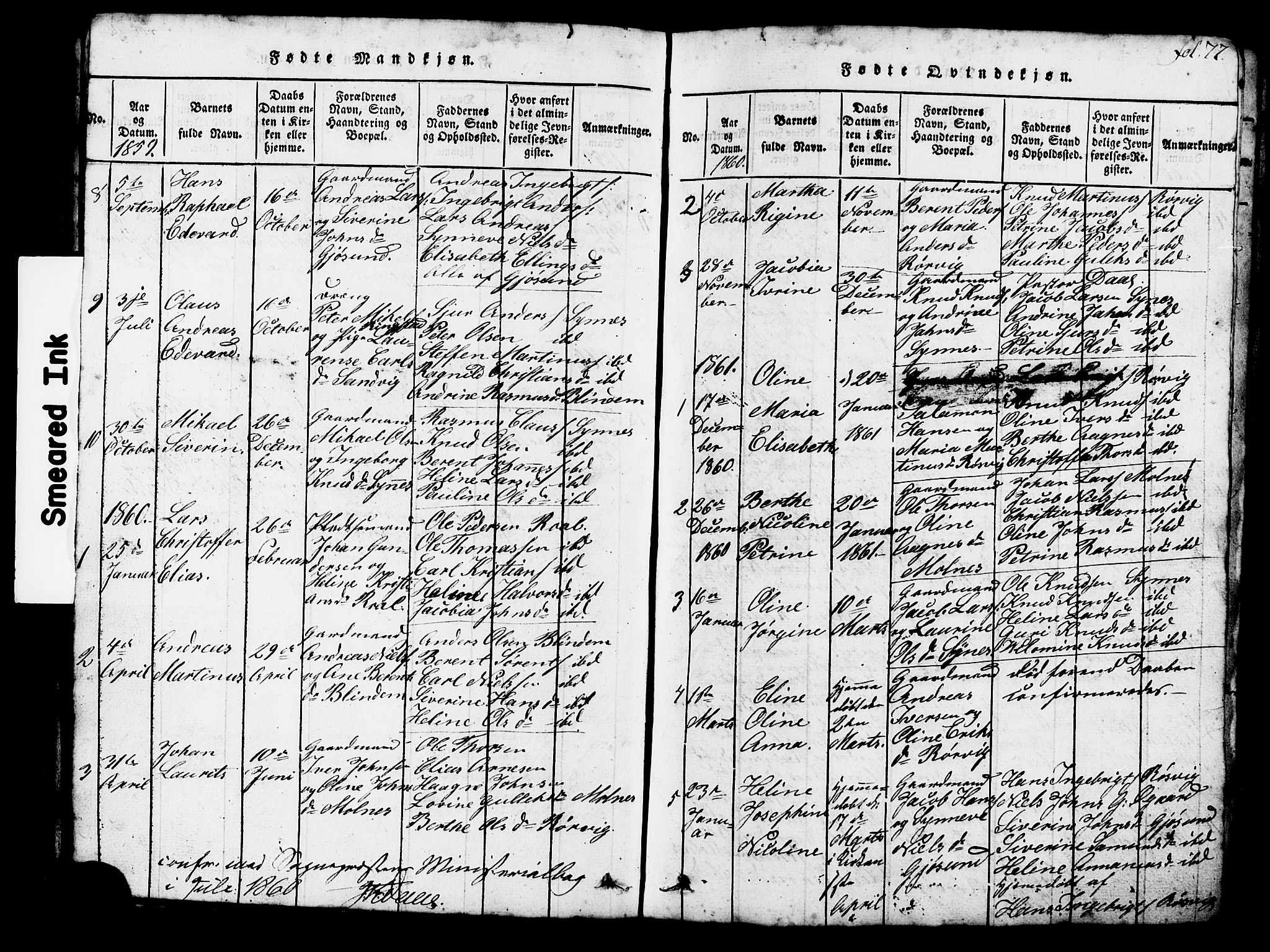Ministerialprotokoller, klokkerbøker og fødselsregistre - Møre og Romsdal, SAT/A-1454/537/L0520: Parish register (copy) no. 537C01, 1819-1868, p. 77