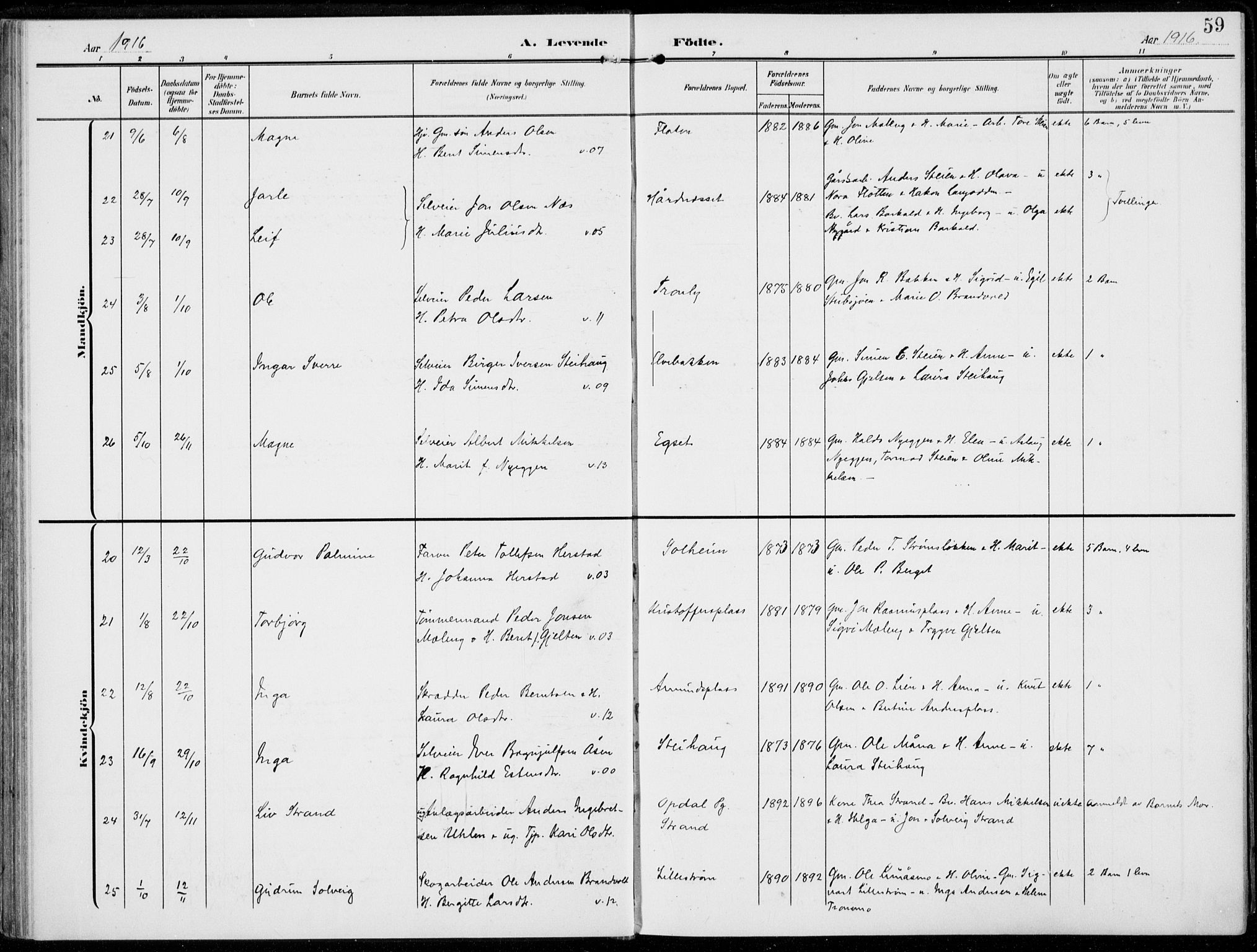 Alvdal prestekontor, SAH/PREST-060/H/Ha/Haa/L0004: Parish register (official) no. 4, 1907-1919, p. 59