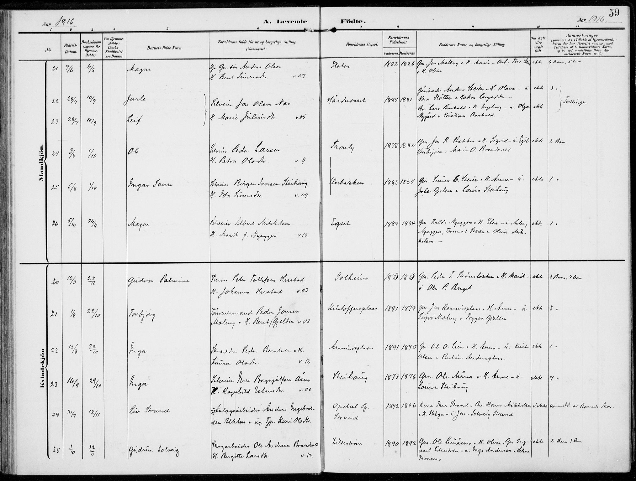 Alvdal prestekontor, AV/SAH-PREST-060/H/Ha/Haa/L0004: Parish register (official) no. 4, 1907-1919, p. 59