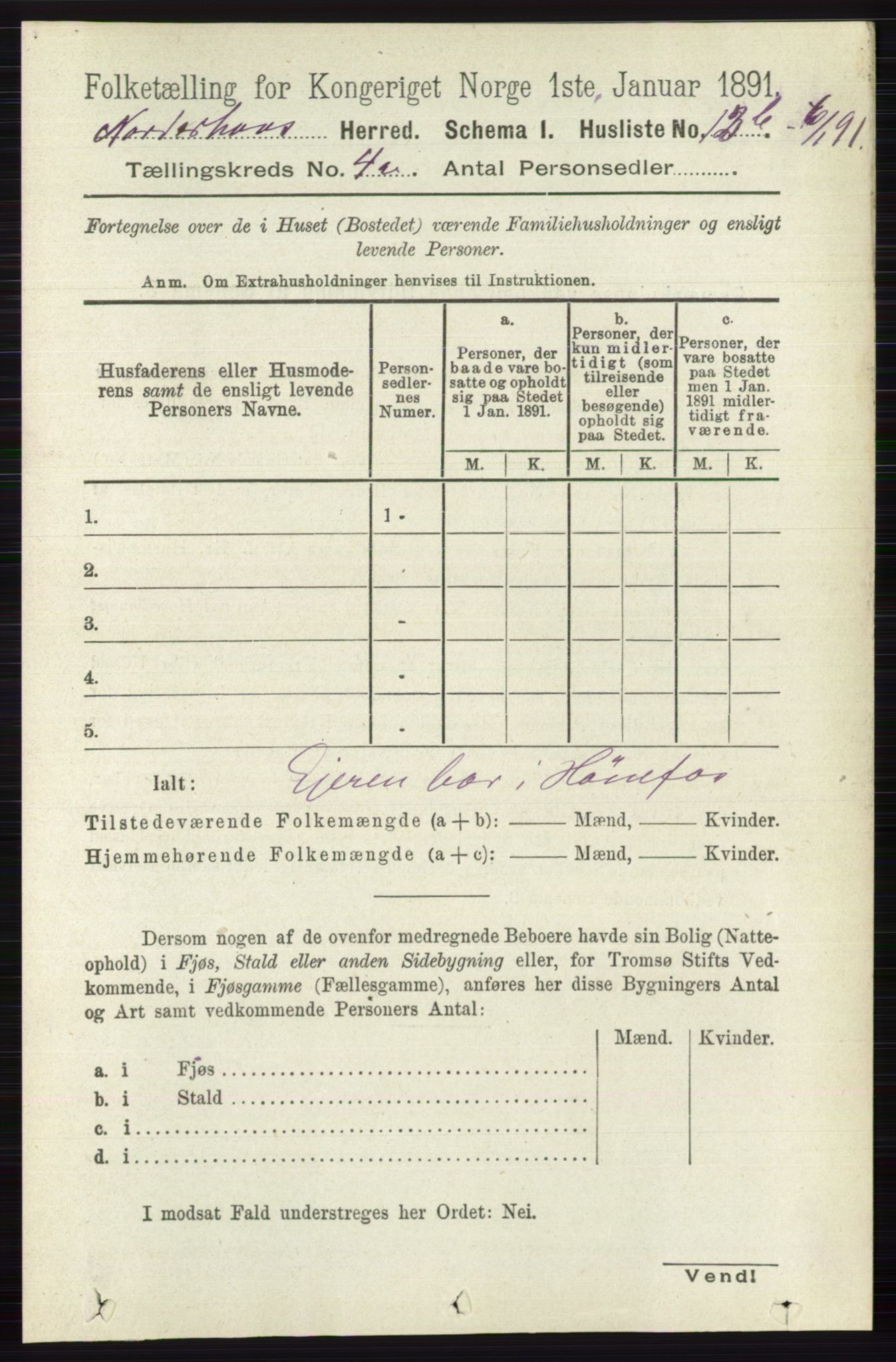 RA, 1891 census for 0613 Norderhov, 1891, p. 1701