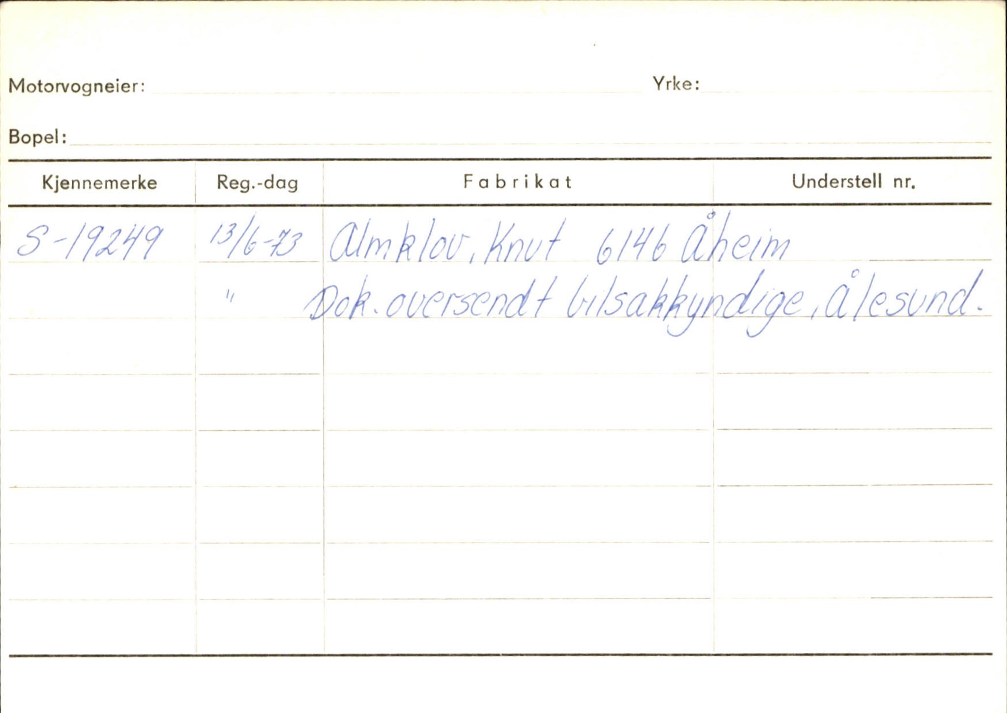Statens vegvesen, Sogn og Fjordane vegkontor, SAB/A-5301/4/F/L0144: Registerkort Vågsøy A-R, 1945-1975, p. 1010