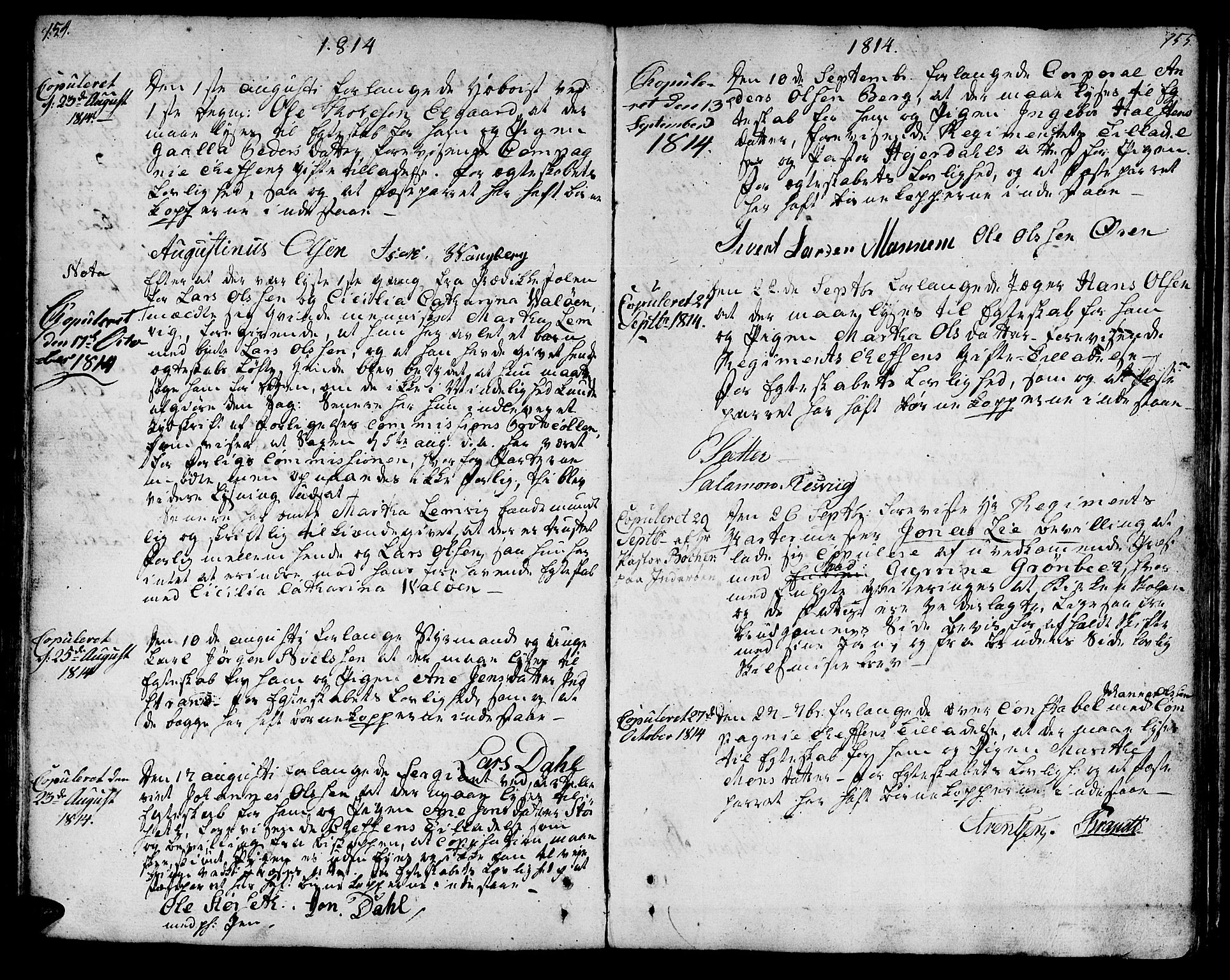 Ministerialprotokoller, klokkerbøker og fødselsregistre - Sør-Trøndelag, SAT/A-1456/601/L0042: Parish register (official) no. 601A10, 1802-1830, p. 154-155