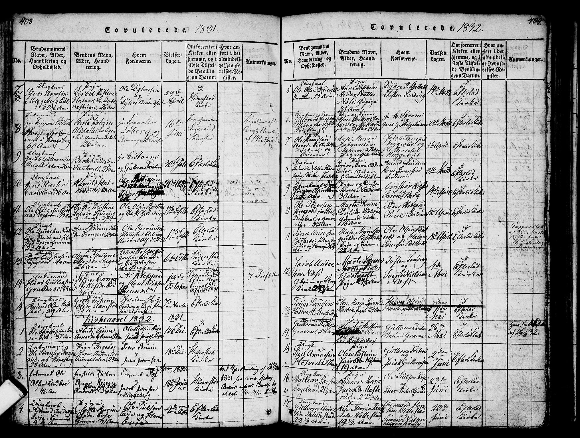 Sandsvær kirkebøker, SAKO/A-244/G/Ga/L0003: Parish register (copy) no. I 3, 1817-1839, p. 408-409