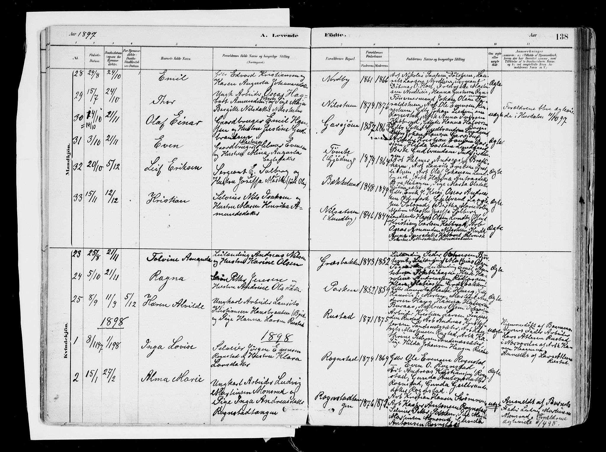 Hurdal prestekontor Kirkebøker, SAO/A-10889/F/Fa/L0007: Parish register (official) no. I 7, 1878-1906, p. 138