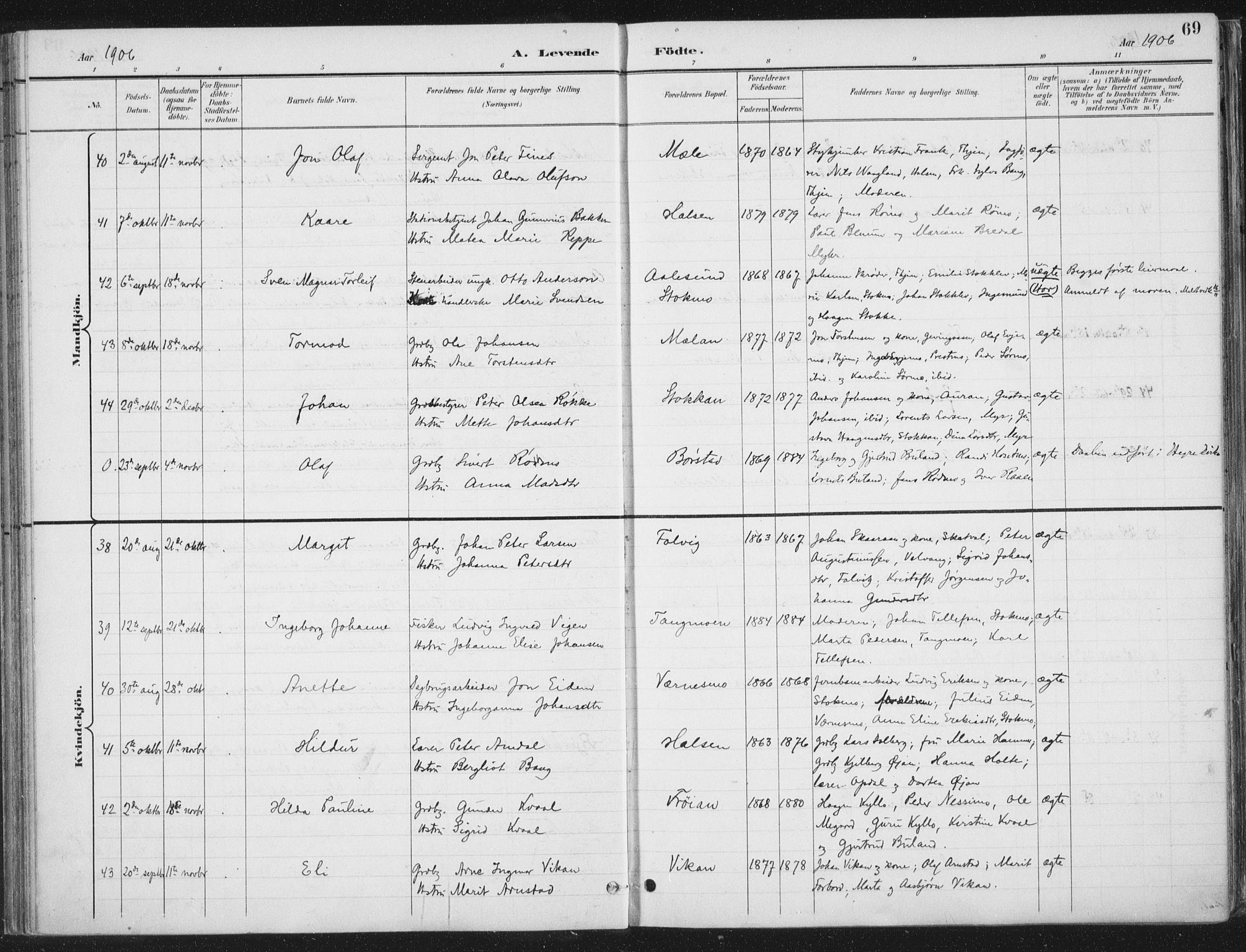 Ministerialprotokoller, klokkerbøker og fødselsregistre - Nord-Trøndelag, AV/SAT-A-1458/709/L0082: Parish register (official) no. 709A22, 1896-1916, p. 69