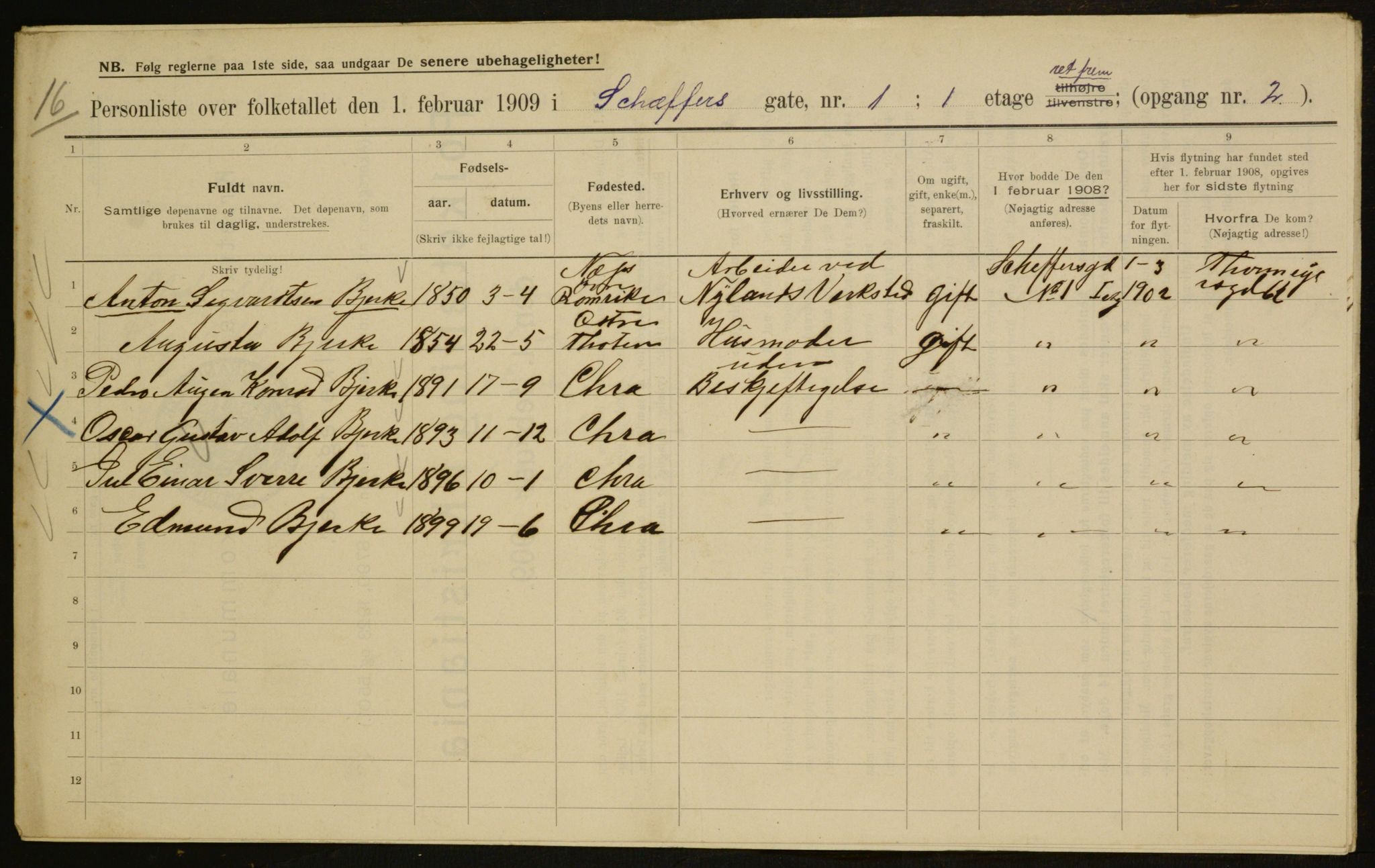 OBA, Municipal Census 1909 for Kristiania, 1909, p. 84376