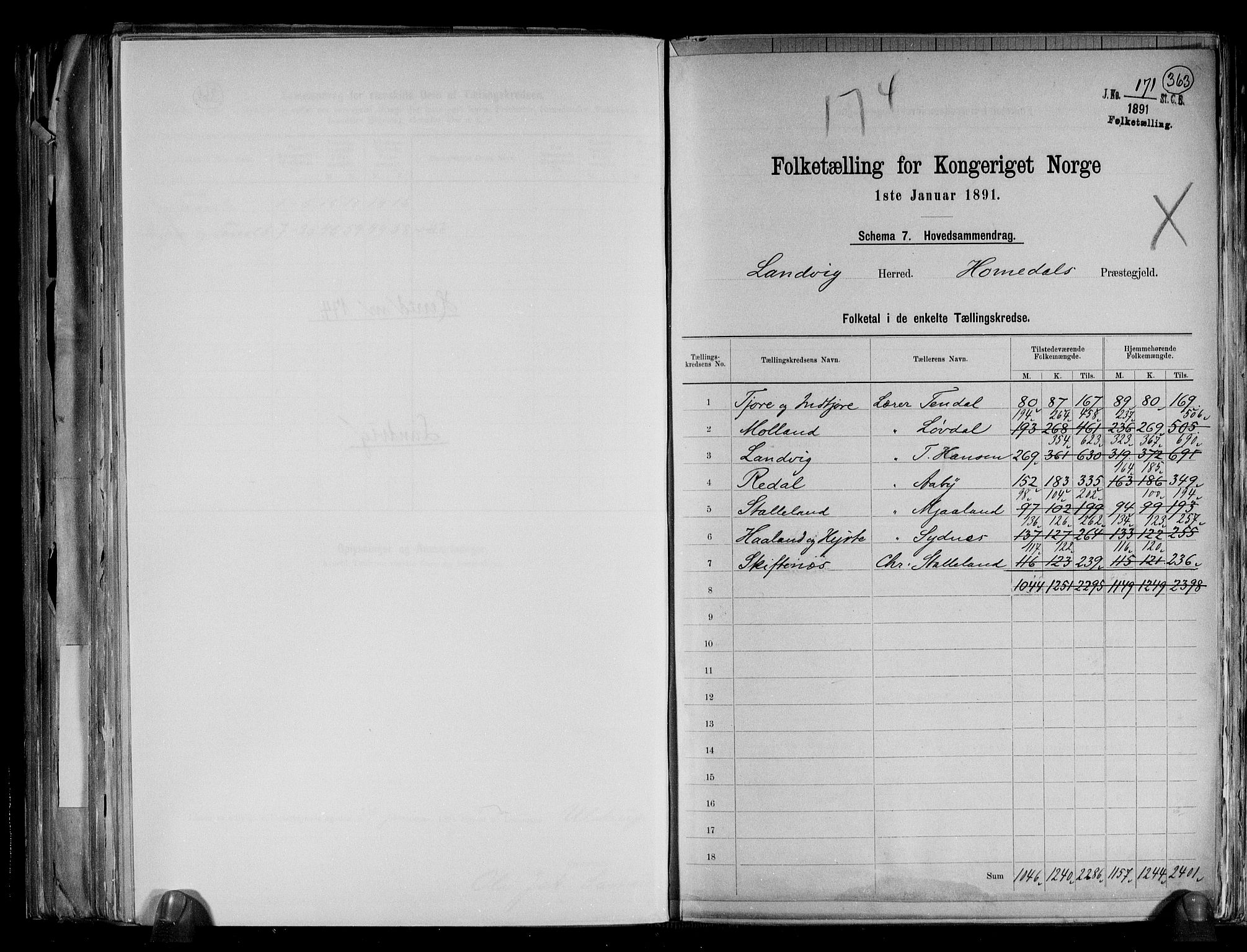 RA, 1891 census for 0924 Landvik, 1891, p. 2