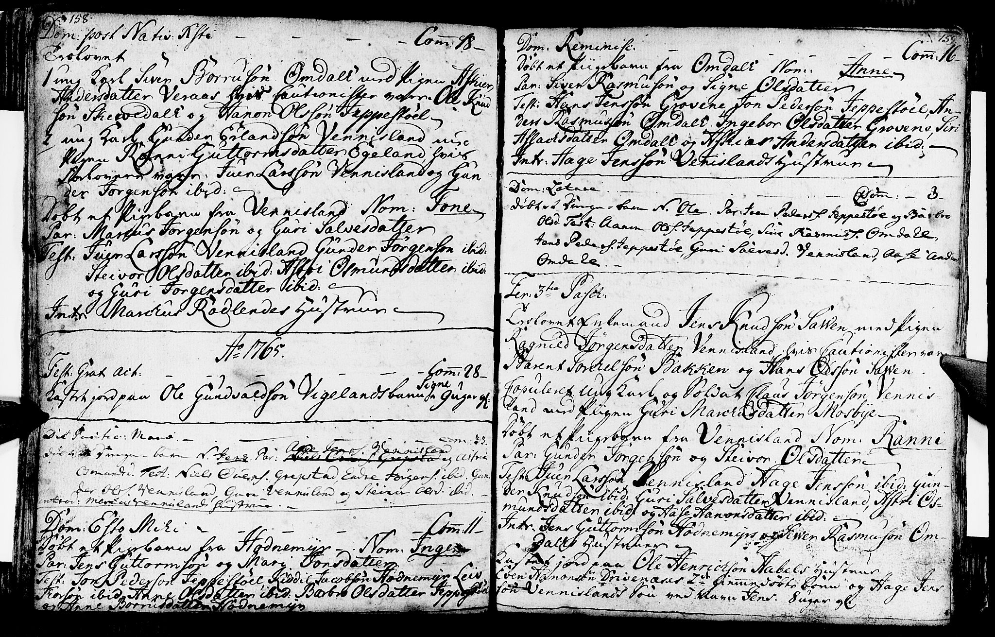 Vennesla sokneprestkontor, AV/SAK-1111-0045/Fa/Fab/L0001: Parish register (official) no. A 1, 1741-1794, p. 158-159