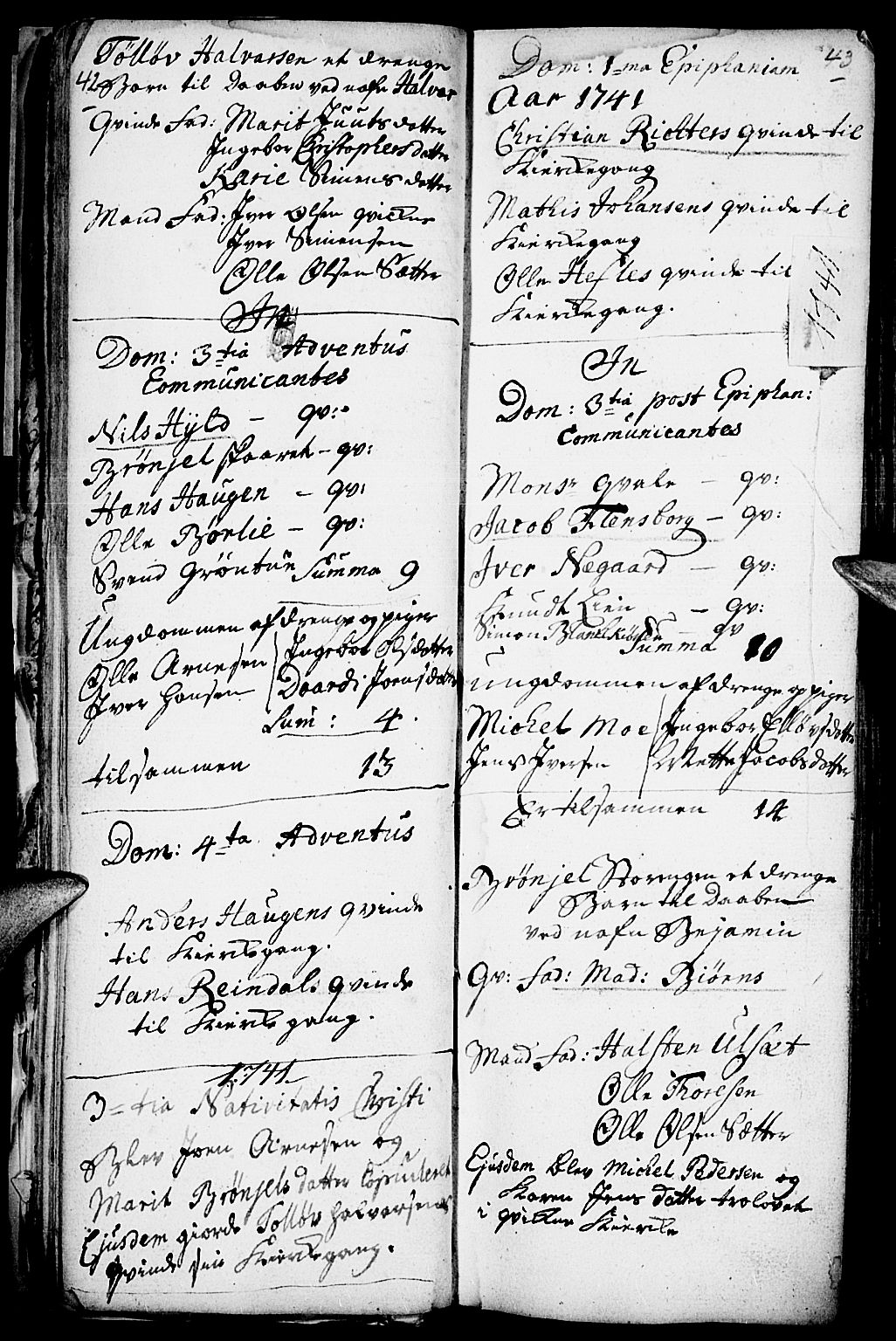 Kvikne prestekontor, SAH/PREST-064/H/Ha/Haa/L0001: Parish register (official) no. 1, 1740-1756, p. 42-43