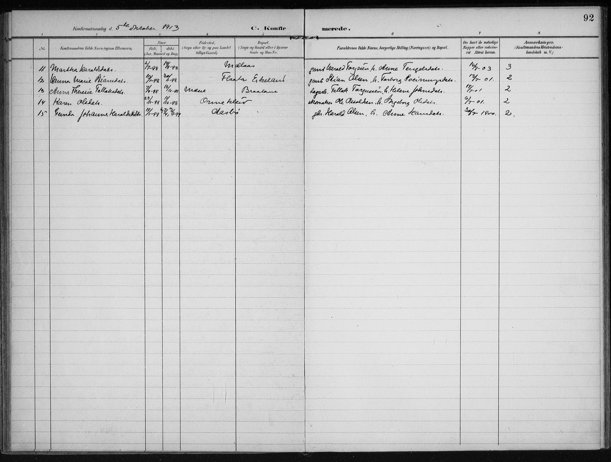 Gjerstad sokneprestkontor, AV/SAK-1111-0014/F/Fa/Faa/L0011: Parish register (official) no. A 11, 1903-1914, p. 92