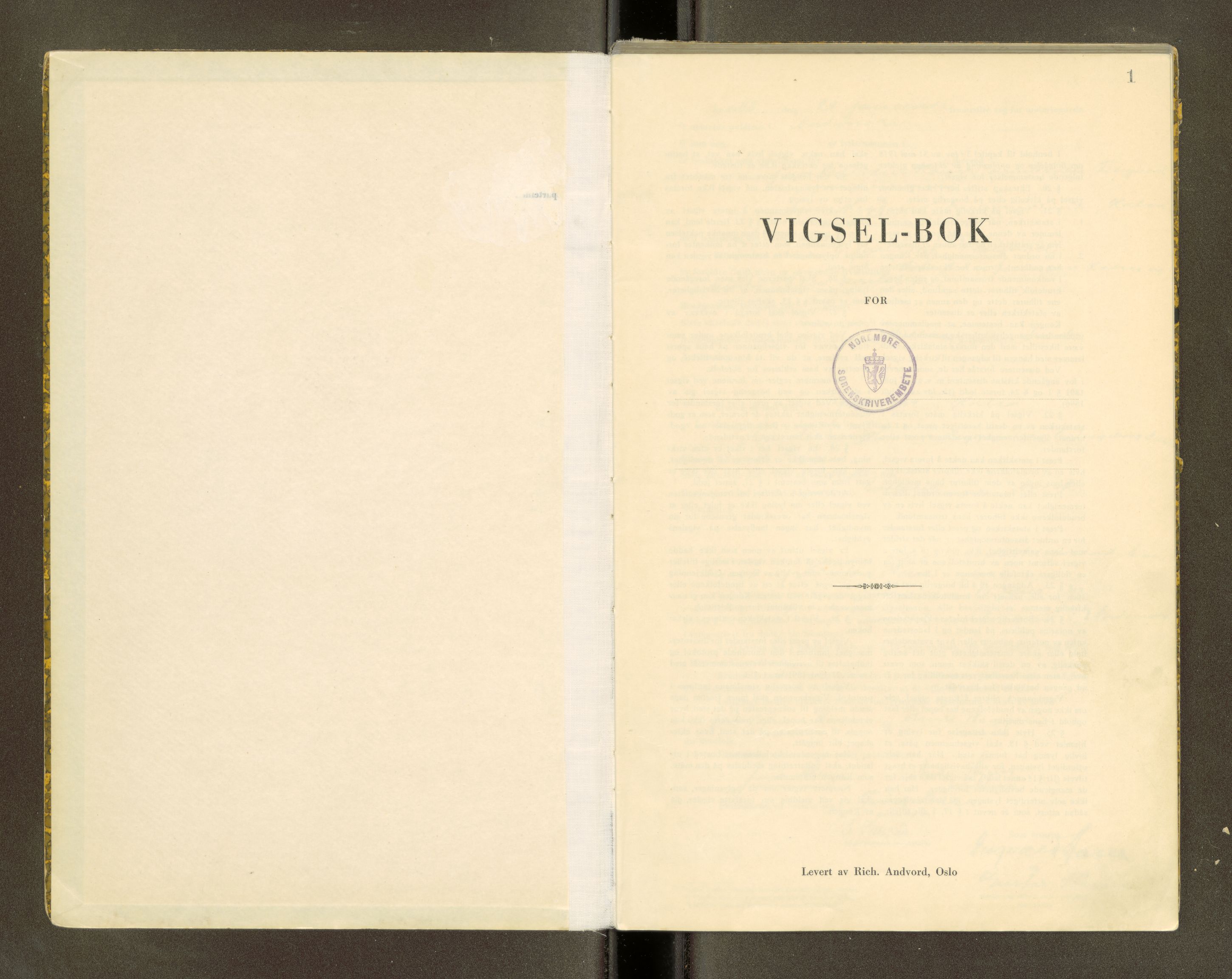 Nordmøre sorenskriveri, SAT/A-4132/1/6/6D/L0002: Vigselsbok, 1943, p. 1
