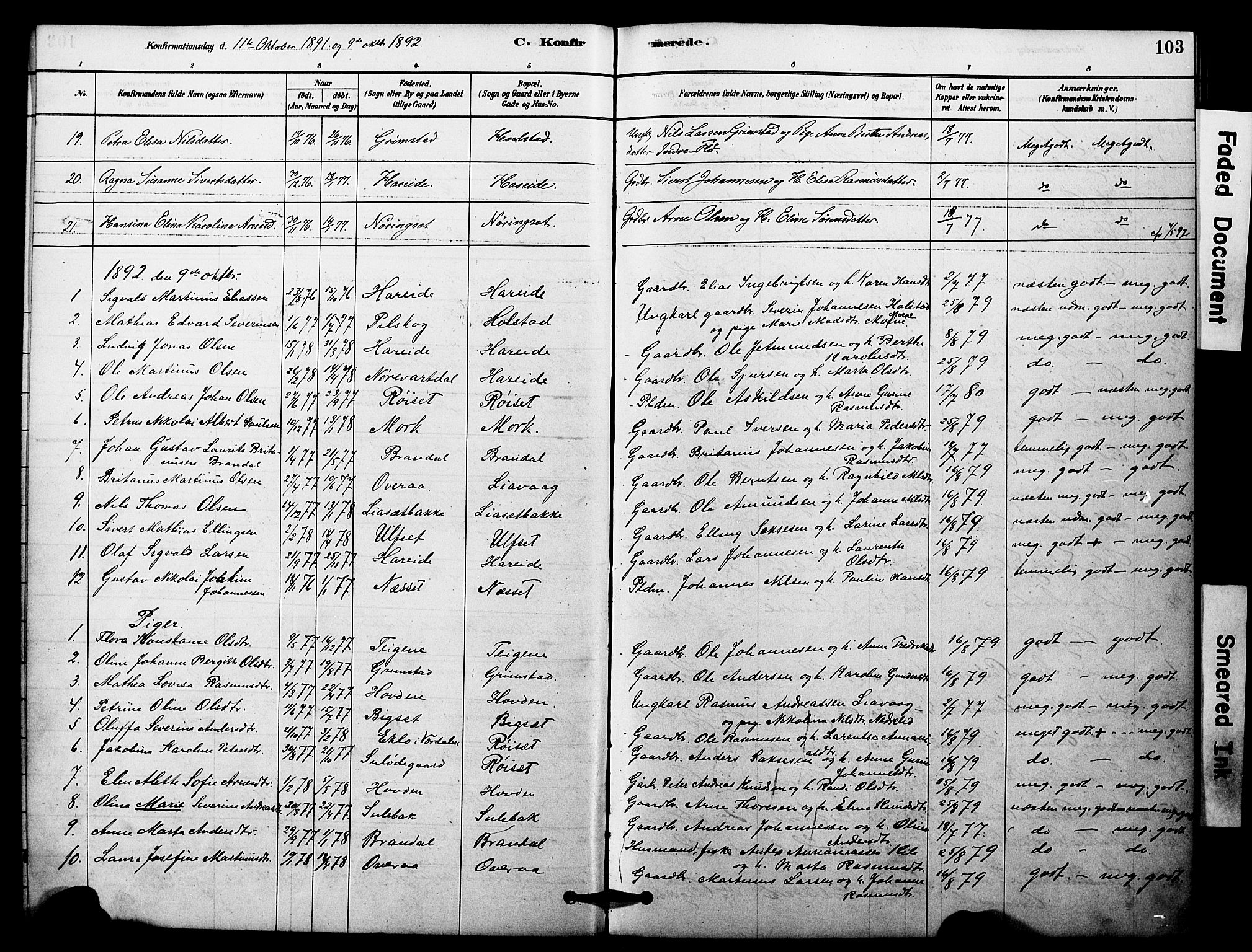 Ministerialprotokoller, klokkerbøker og fødselsregistre - Møre og Romsdal, SAT/A-1454/510/L0122: Parish register (official) no. 510A02, 1878-1897, p. 103