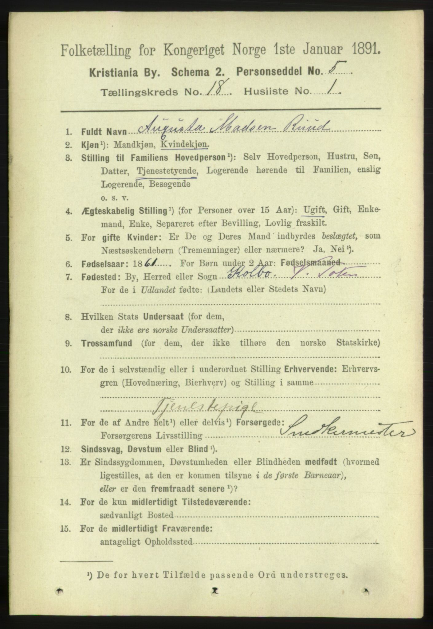 RA, 1891 census for 0301 Kristiania, 1891, p. 8922