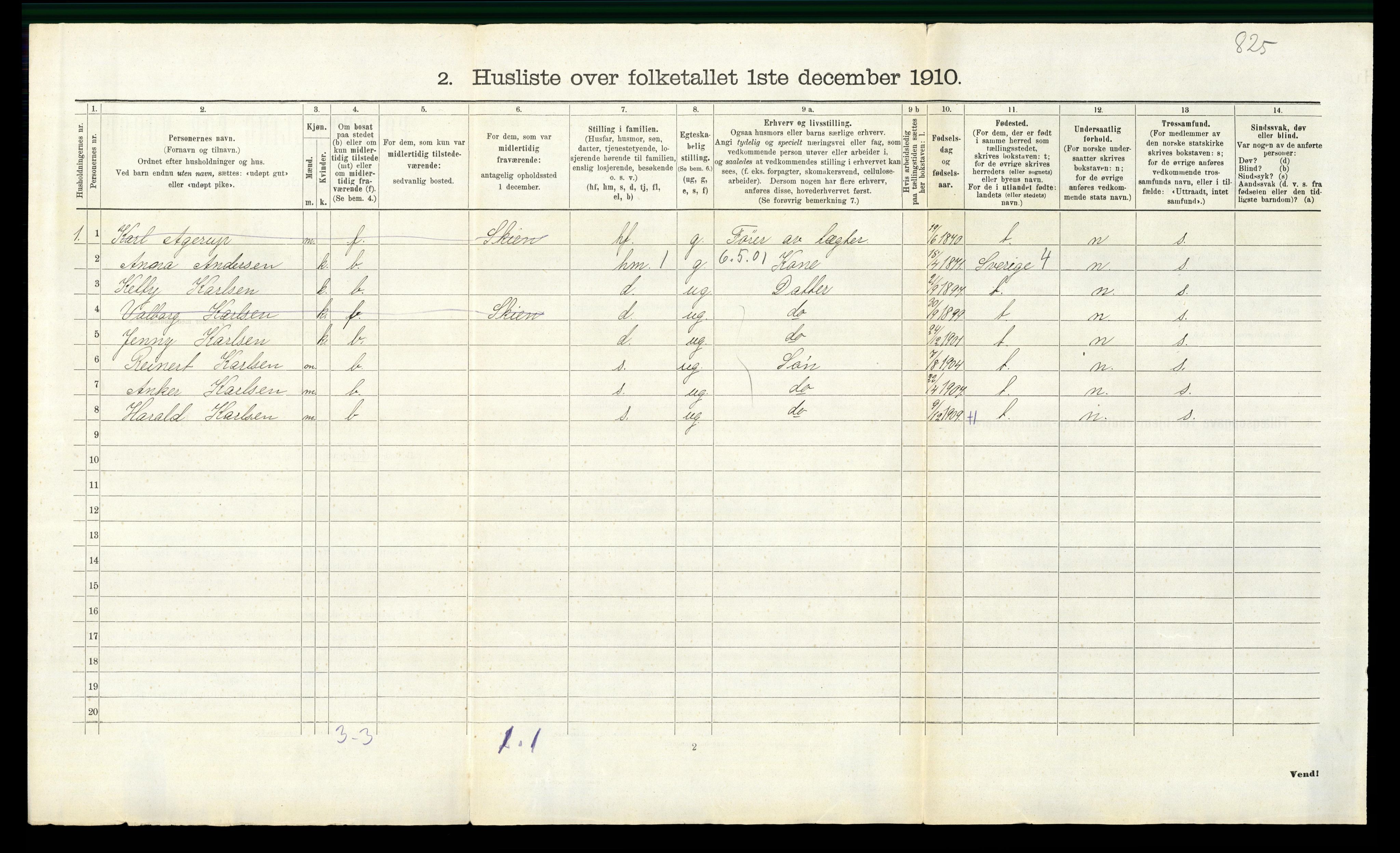 RA, 1910 census for Onsøy, 1910, p. 1260