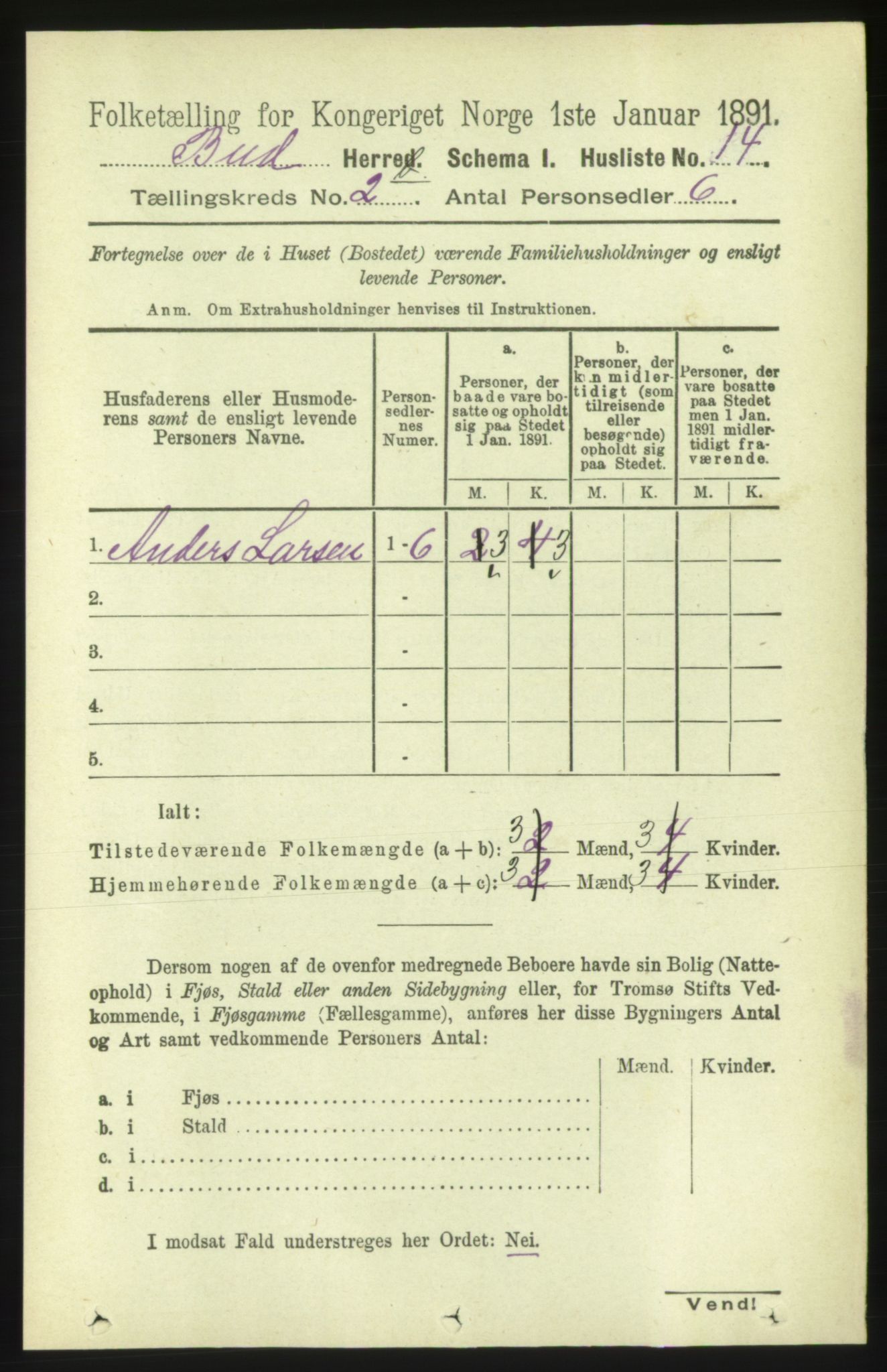 RA, 1891 census for 1549 Bud, 1891, p. 1209