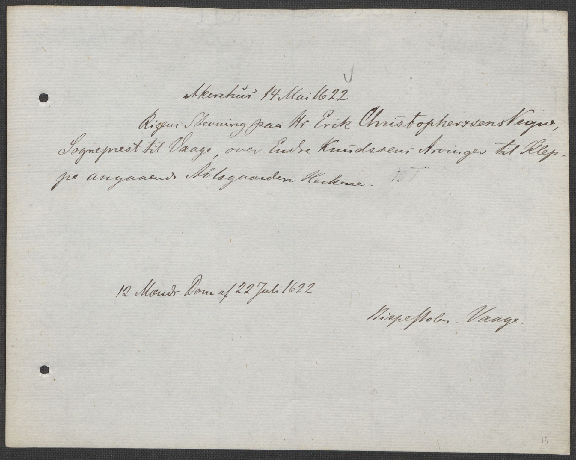 Riksarkivets diplomsamling, AV/RA-EA-5965/F15/L0013: Prestearkiv - Oppland, 1590-1657, p. 127