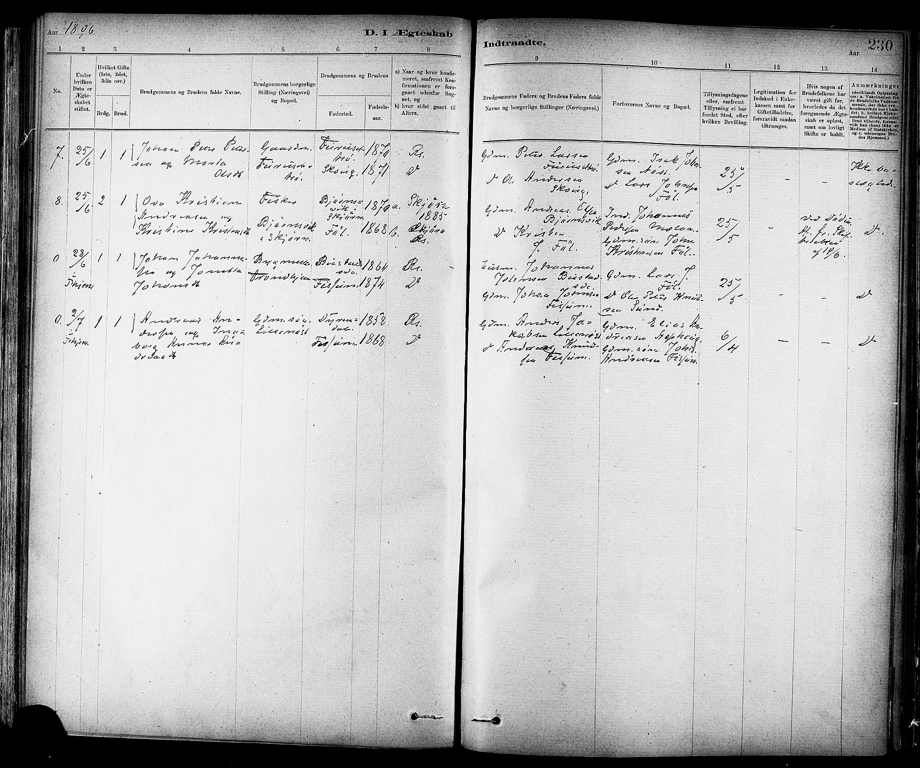 Ministerialprotokoller, klokkerbøker og fødselsregistre - Sør-Trøndelag, AV/SAT-A-1456/647/L0634: Parish register (official) no. 647A01, 1885-1896, p. 230