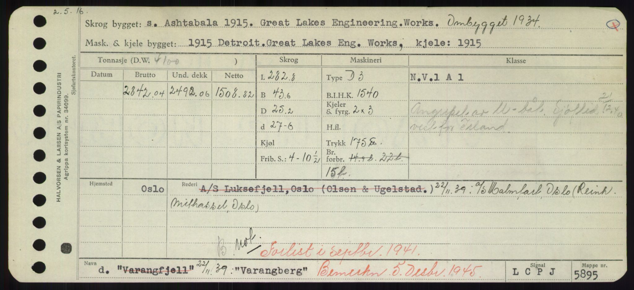 Sjøfartsdirektoratet med forløpere, Skipsmålingen, AV/RA-S-1627/H/Hd/L0040: Fartøy, U-Ve, p. 303