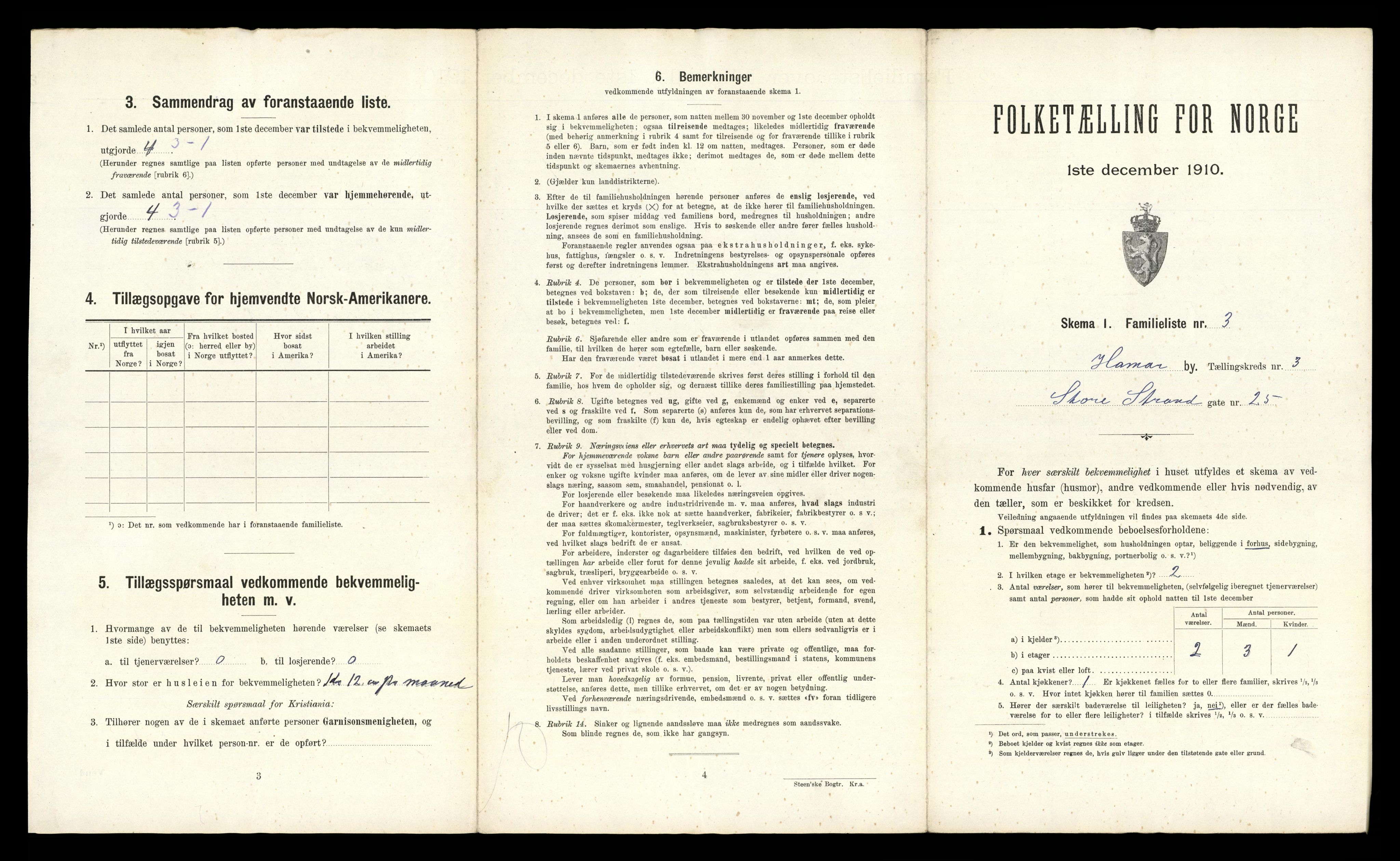 RA, 1910 census for Hamar, 1910, p. 967