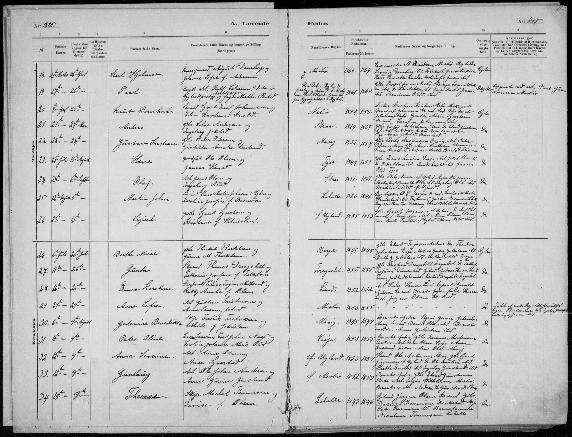 Oddernes sokneprestkontor, AV/SAK-1111-0033/F/Fa/Faa/L0009: Parish register (official) no. A 9, 1884-1896, p. 11