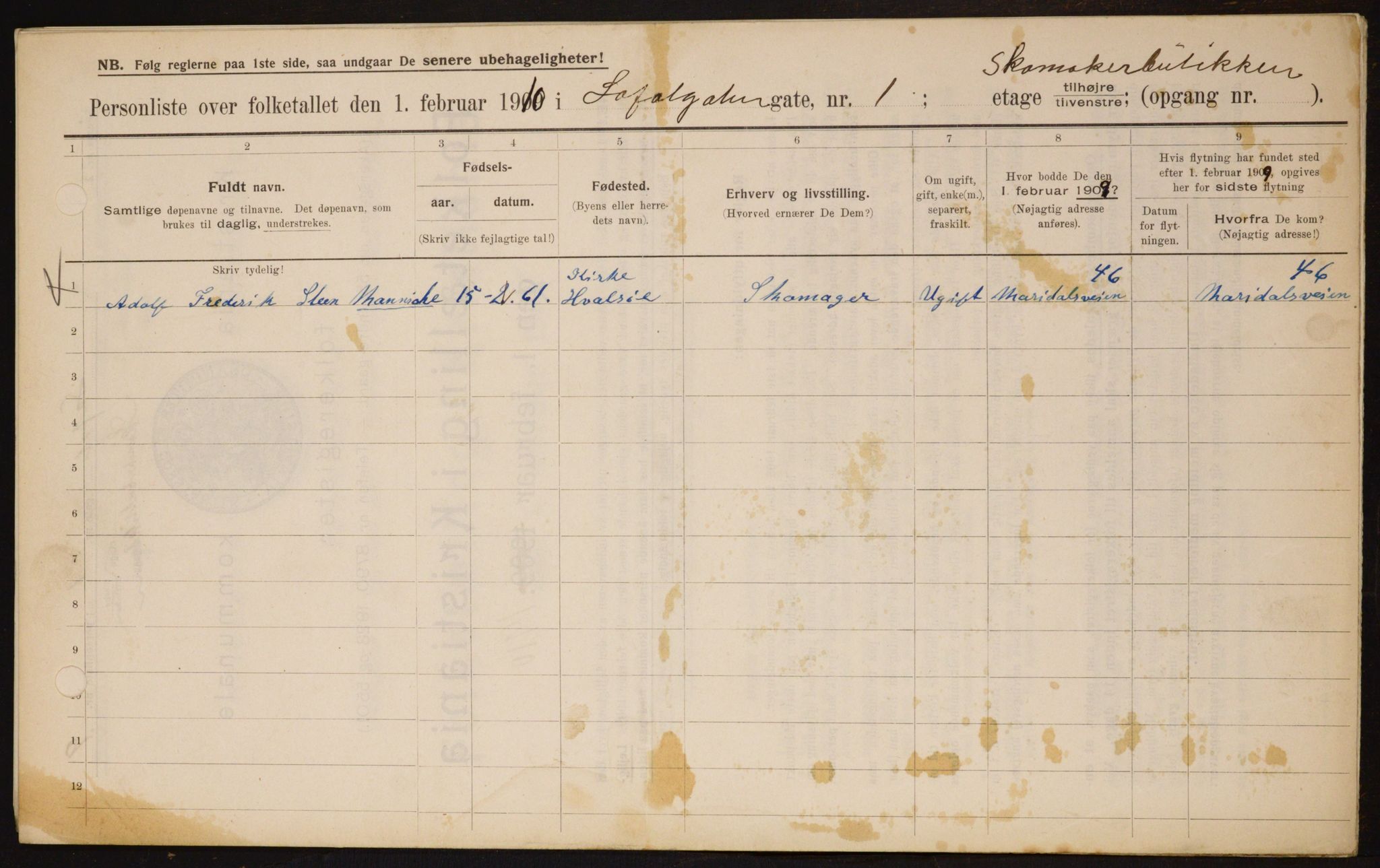 OBA, Municipal Census 1910 for Kristiania, 1910, p. 56344