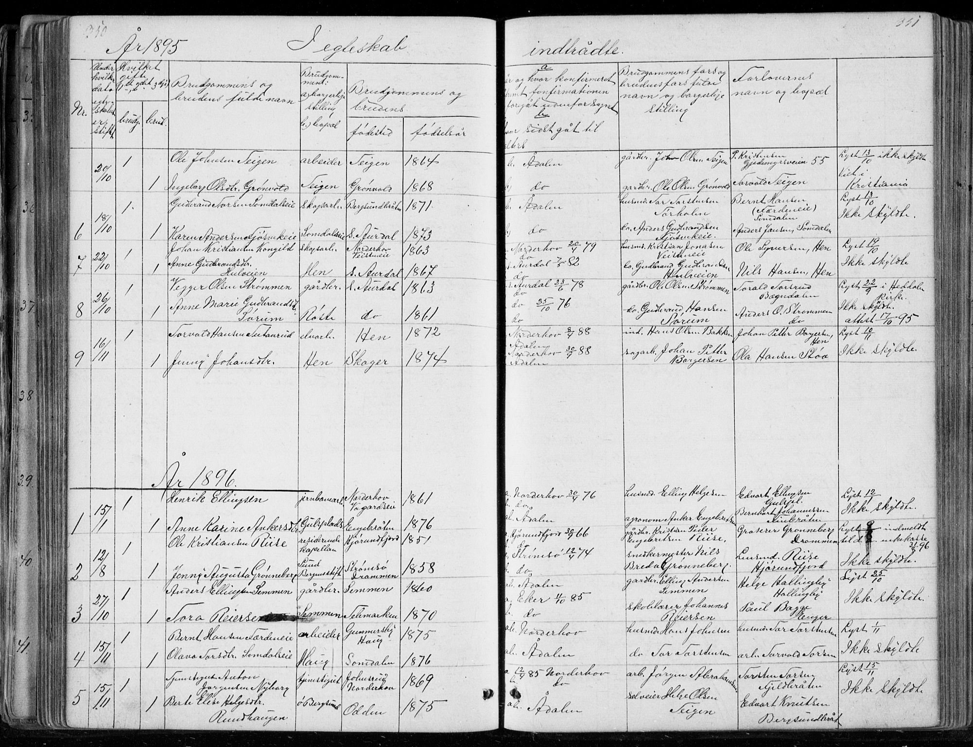 Ådal kirkebøker, SAKO/A-248/G/Gc/L0001: Parish register (copy) no. III 1, 1862-1898, p. 350-351