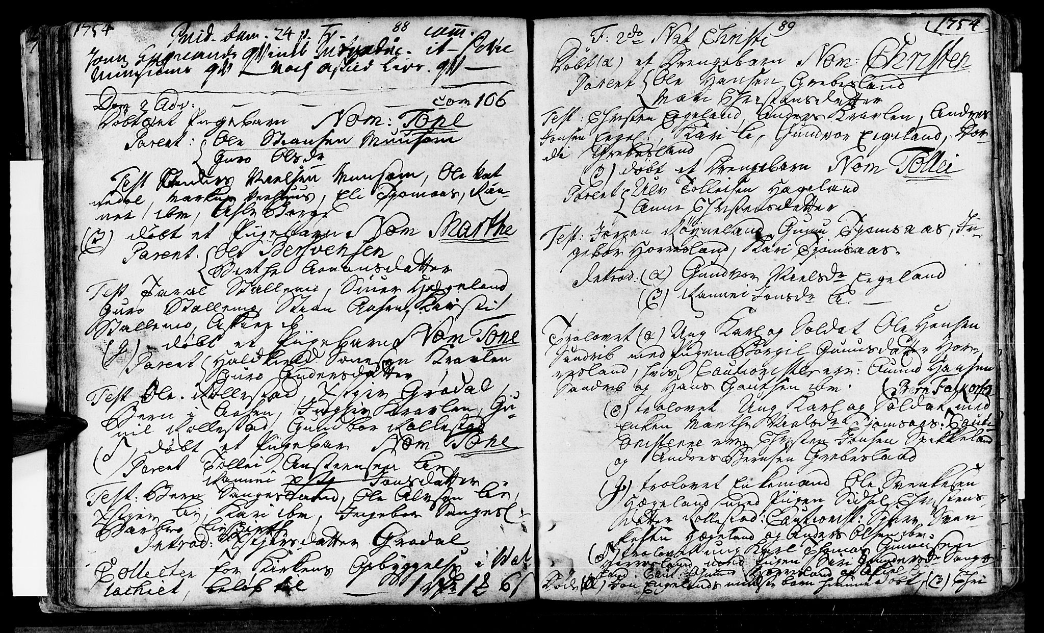 Vennesla sokneprestkontor, AV/SAK-1111-0045/Fa/Fac/L0001: Parish register (official) no. A 1, 1743-1784, p. 88-89