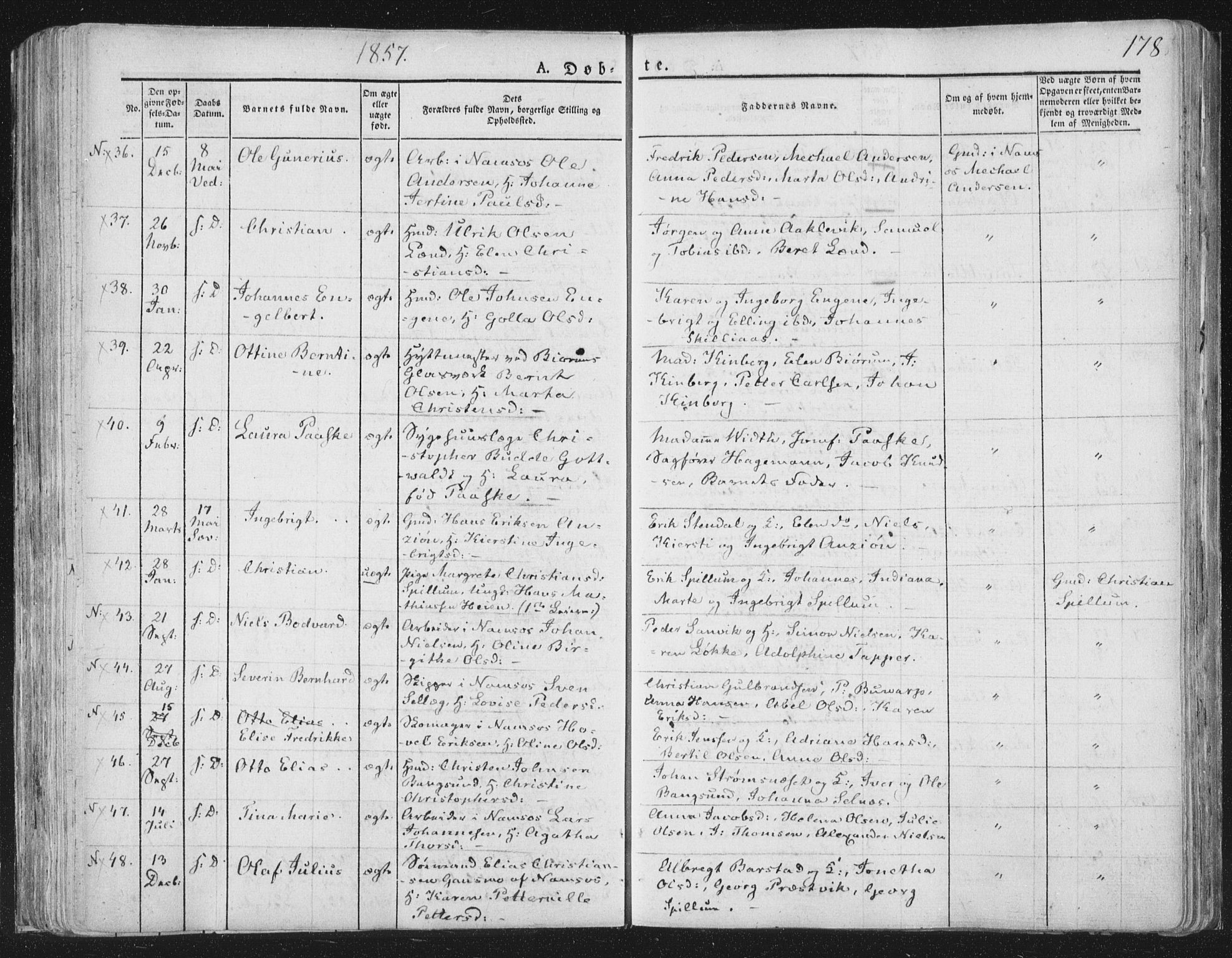 Ministerialprotokoller, klokkerbøker og fødselsregistre - Nord-Trøndelag, AV/SAT-A-1458/764/L0551: Parish register (official) no. 764A07a, 1824-1864, p. 178