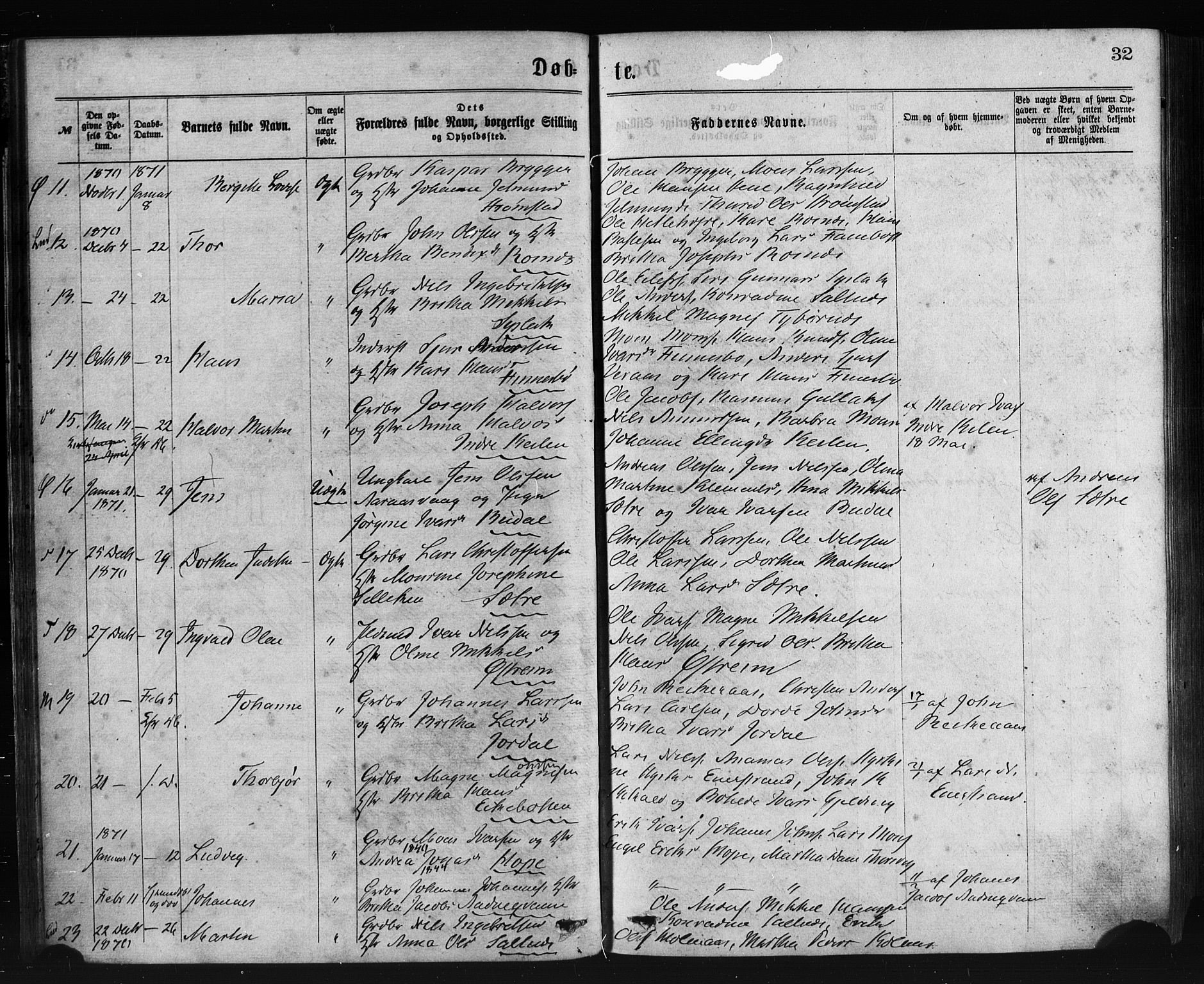 Lindås Sokneprestembete, AV/SAB-A-76701/H/Haa/Haaa/L0018: Parish register (official) no. A 18, 1869-1885, p. 32