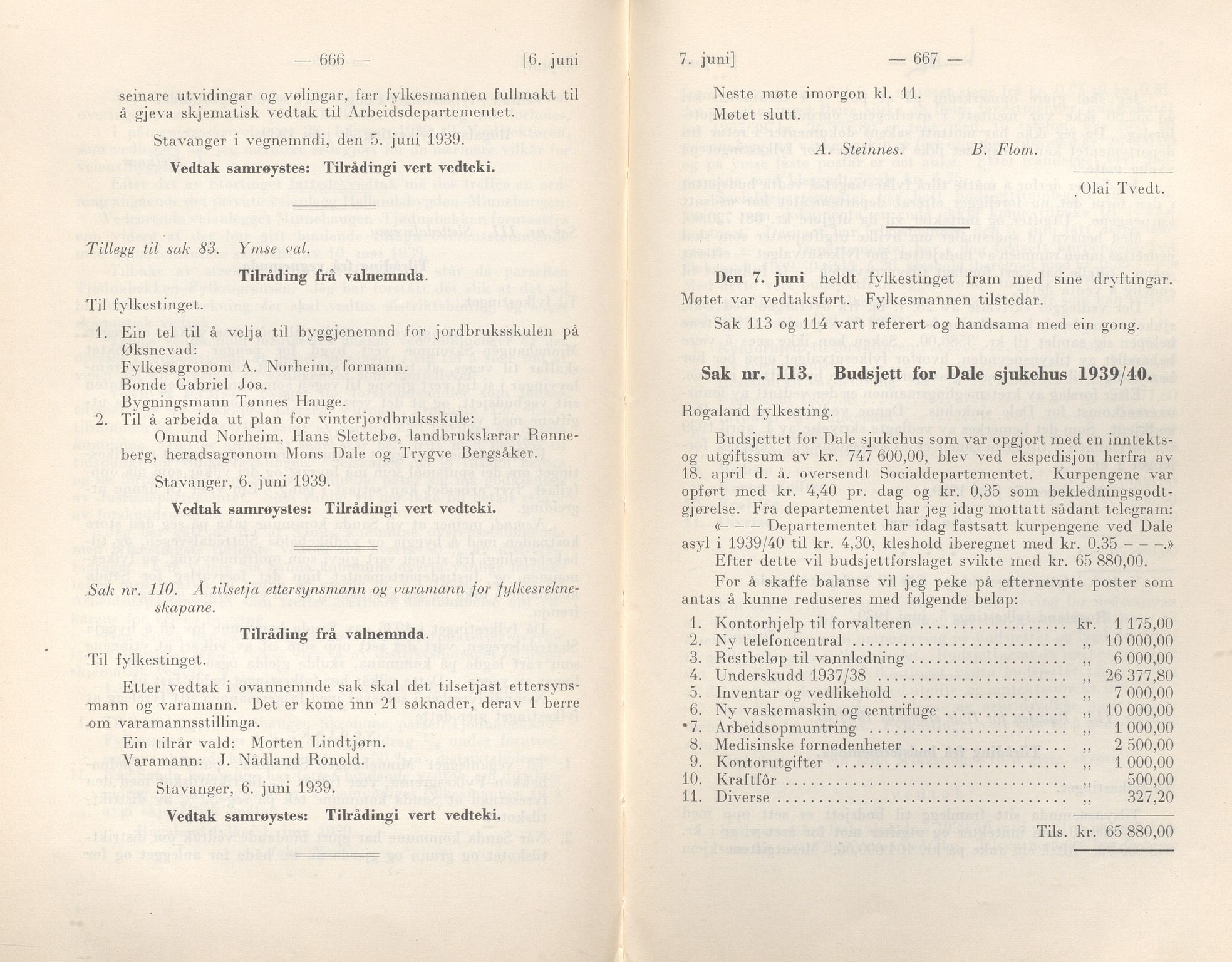 Rogaland fylkeskommune - Fylkesrådmannen , IKAR/A-900/A/Aa/Aaa/L0058: Møtebok , 1939, p. 666-667